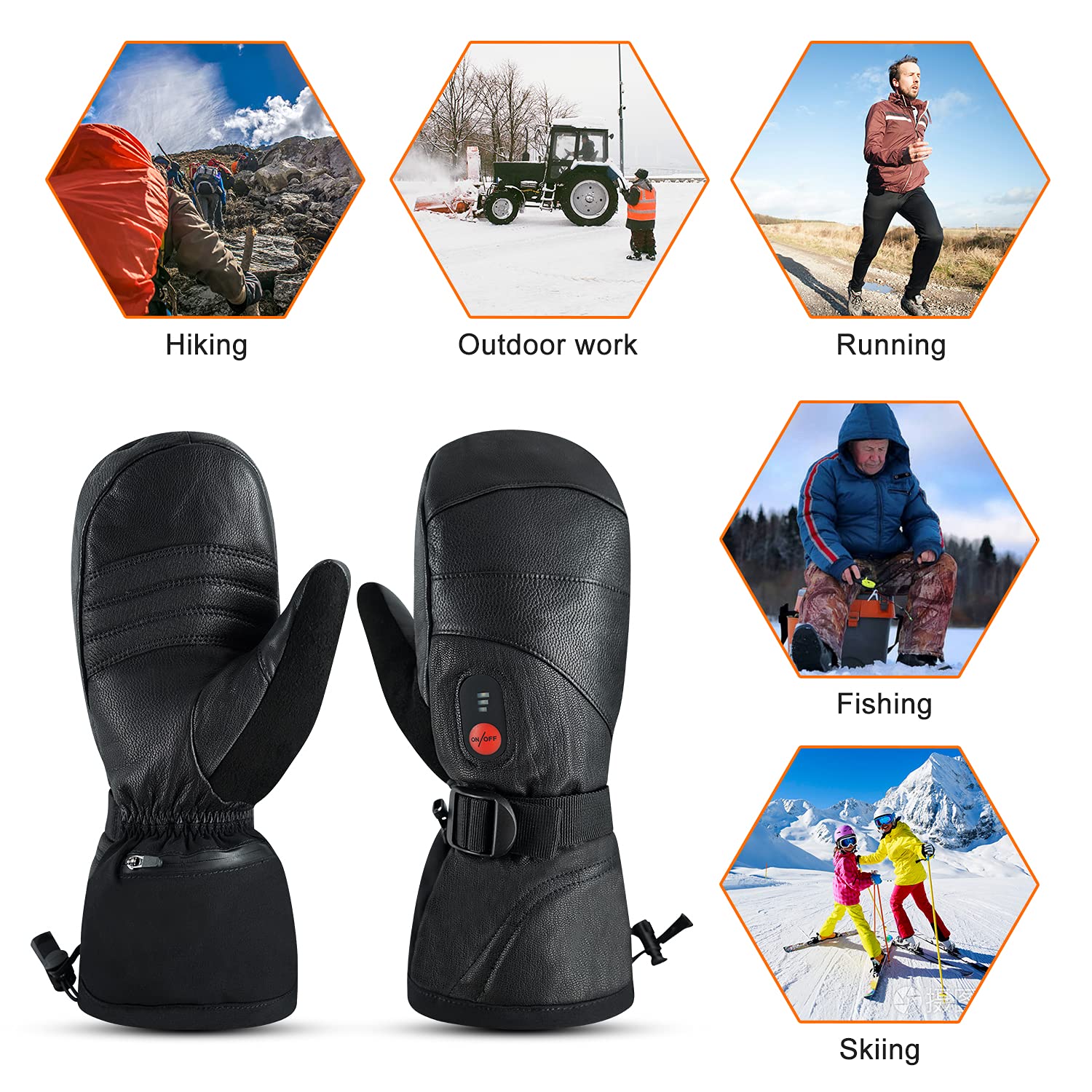 Day Wolf Heated Gloves for Men & Women - 7.4V 2200mAh Rechargeable Battery, Waterproof Winter Gloves for Skiing, Snowboarding, Camping, Hiking & Motorcycle Riding - Warm Electric Mittens for Cold Weather Outdoor Activities