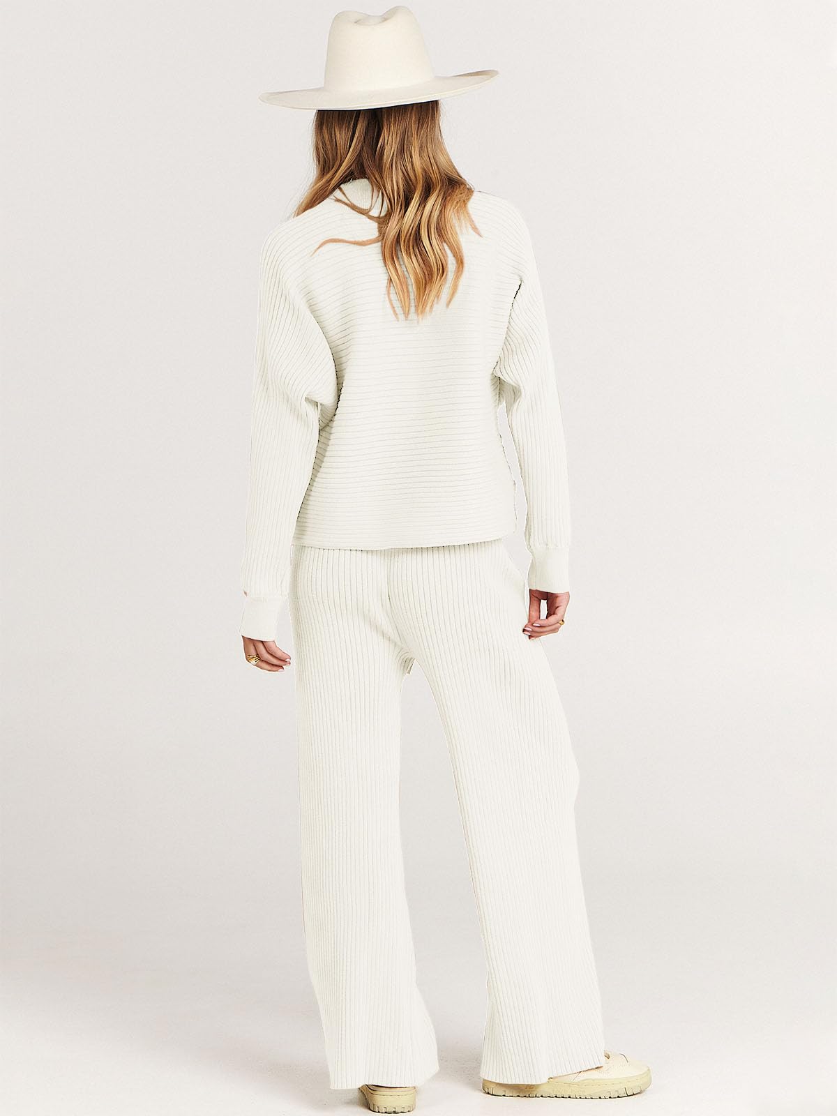 ANRABESS Women's Two Piece Outfits - Cozy Knit Sweater Crop Top & Wide Leg Pants Lounge Set | Trendy Fall 2024 Travel Clothes | Perfect for Casual Wear, Vacation Outfits & Cozy Home Relaxation