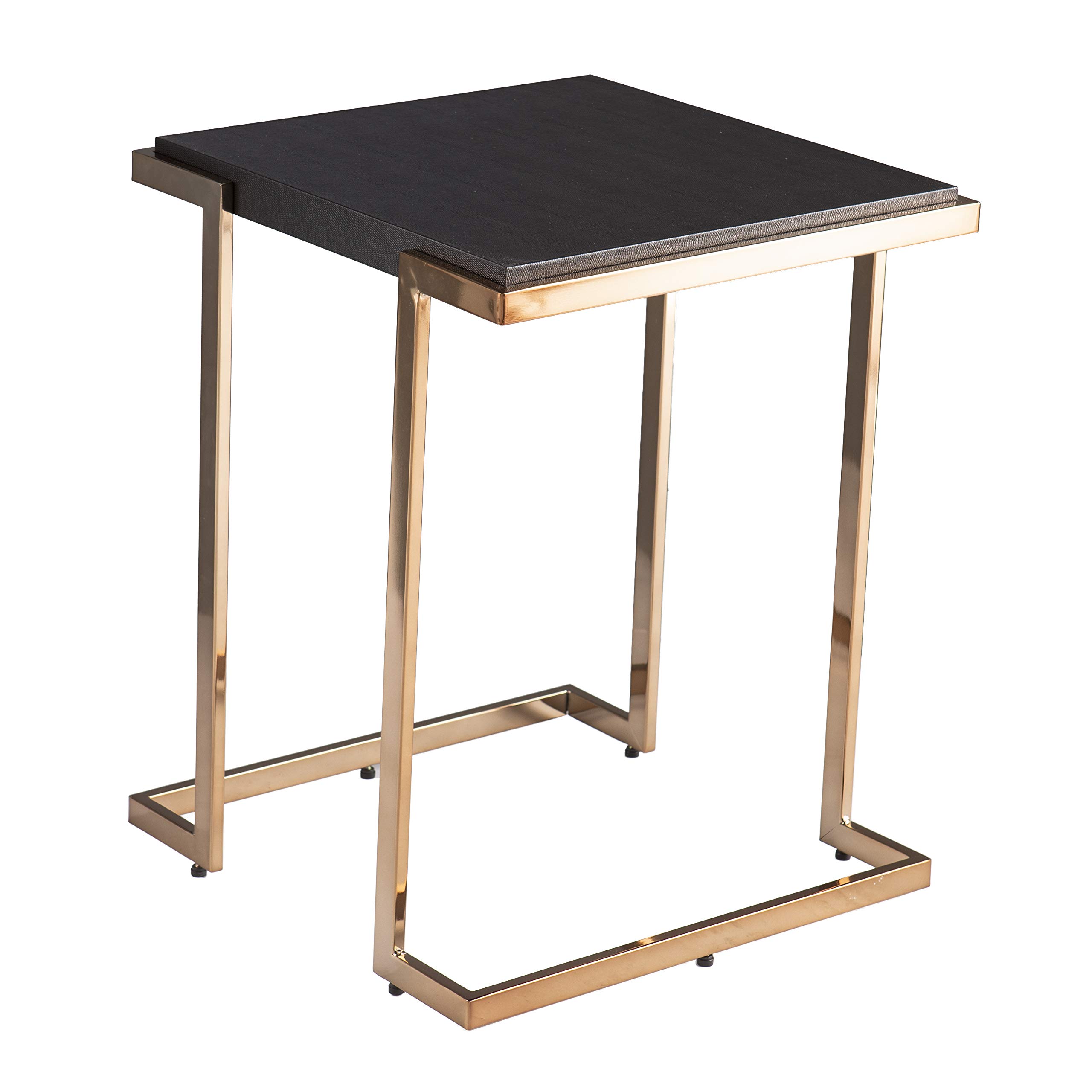 SEI Furniture Barcia Side Table - Black & Champagne Finish, Modern Nightstand for Bedroom, Living Room, or Office - Compact End Table with Sturdy Metal Frame