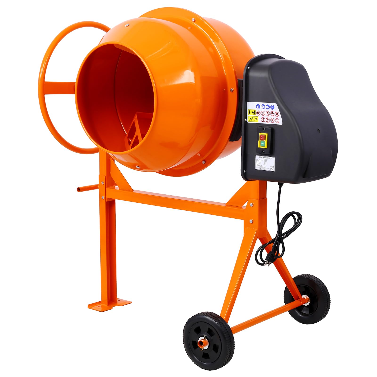 5 Cu. Ft Electric Cement Mixer Machine - 650W AC Motor Portable Concrete Mixer for Mortar, Stucco & Fodder | Heavy Duty Construction Tool for DIY Projects & Professional Use (Orange)