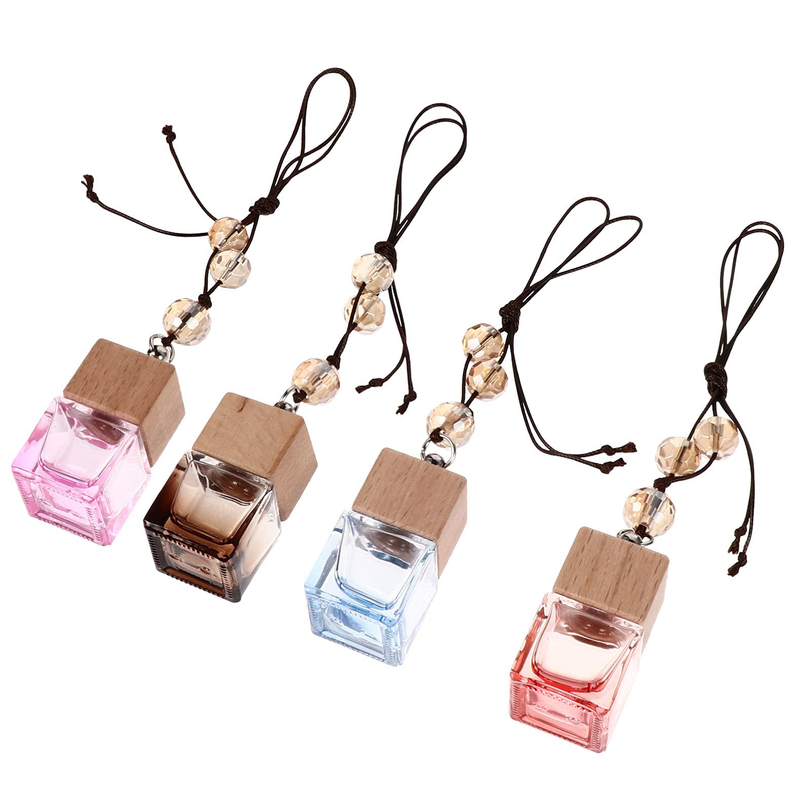 EXCEART 6-Pack Refillable Car Hanging Air Freshener - Essential Oil Diffuser, Glass Bottle Perfume Pendant for Car Decor & Aromatherapy | Perfect for Home, Office, and Vehicle Use
