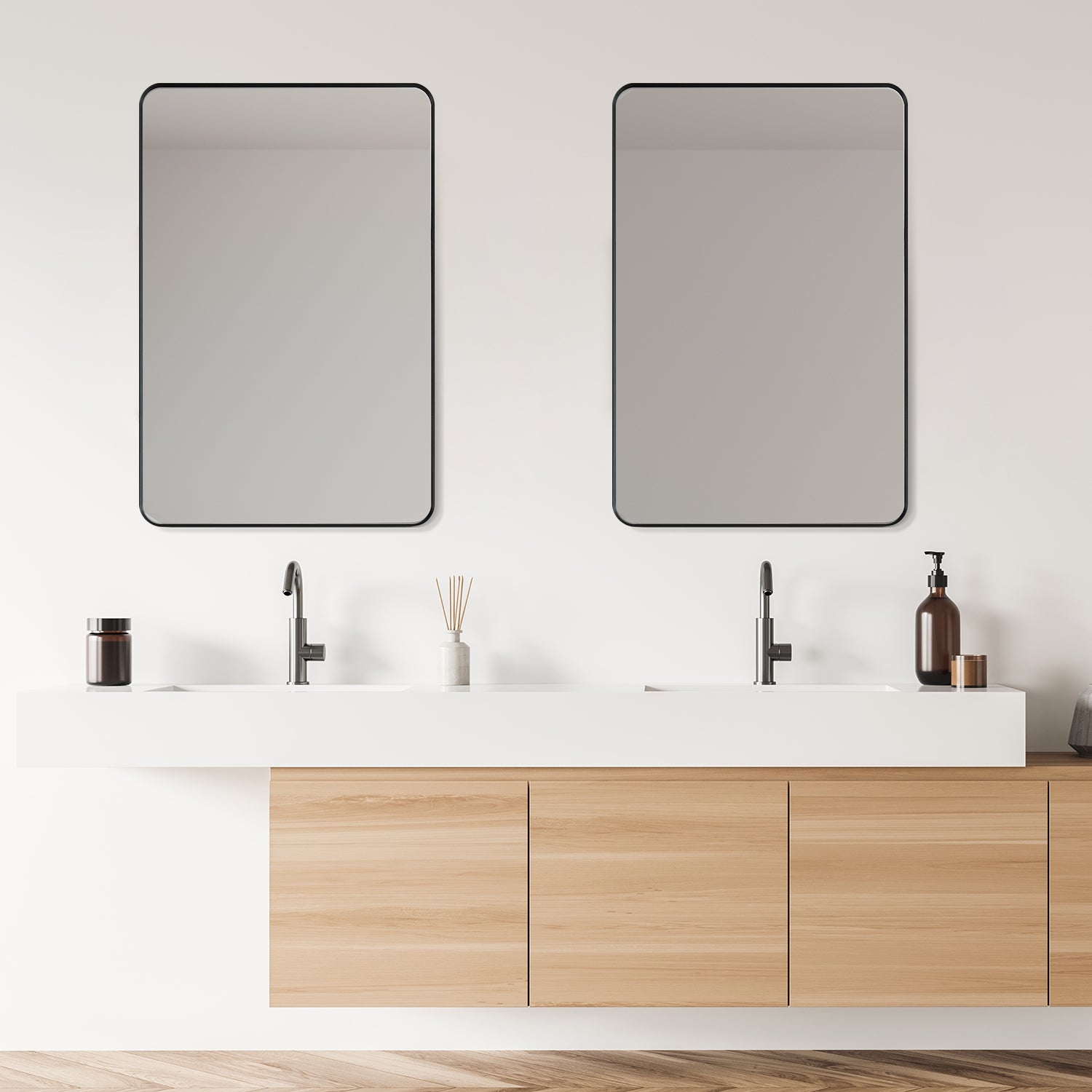 Nettuno 24-Inch Rectangle Bathroom Vanity Mirror - Aluminum Framed Wall Mirror for Modern Bathrooms, Perfect for Vanity, Powder Room & Home Decor