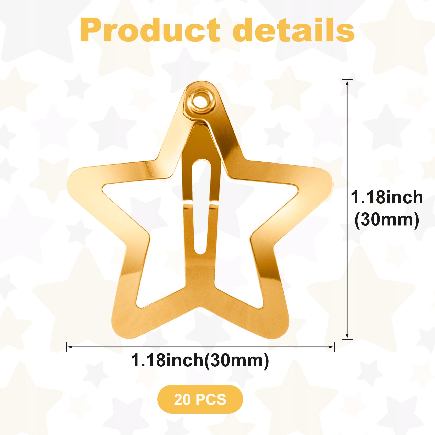 Joez Wonderful 20 Pcs Gold Star Hair Clips - 1.18