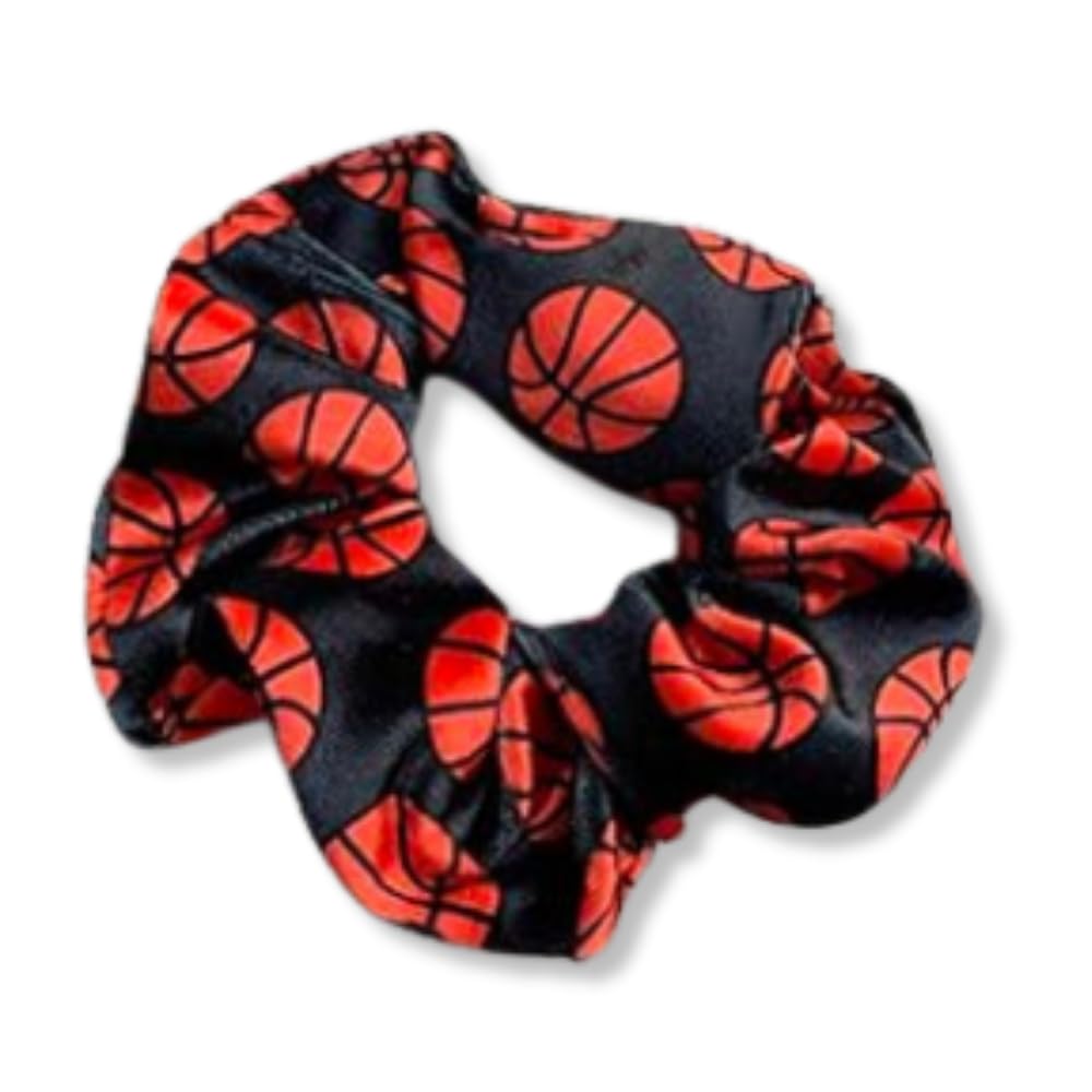 No Crease Premium Velvet Basketball Hair Scrunchies for Girls - Soft Elastic Hair Ties for Sports, Workouts & Gifts - Perfect for Basketball Games, Gym Sessions and Everyday Use