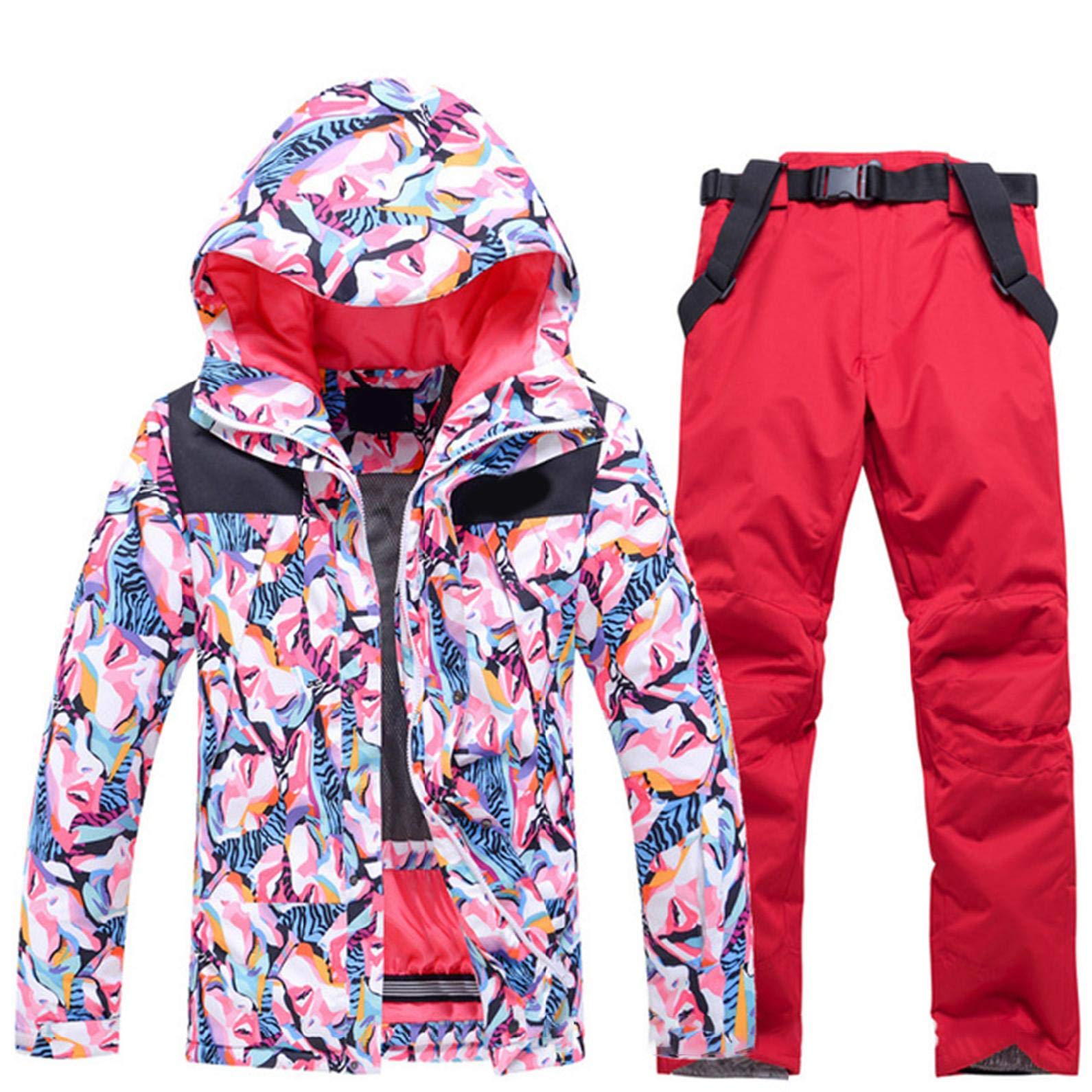 Women's Waterproof Ski Jacket and Pants Set - Printed Snowboard Suit for Winter Sports & Outdoor Activities | Perfect for Skiing, Snowboarding & Cold Weather Adventures