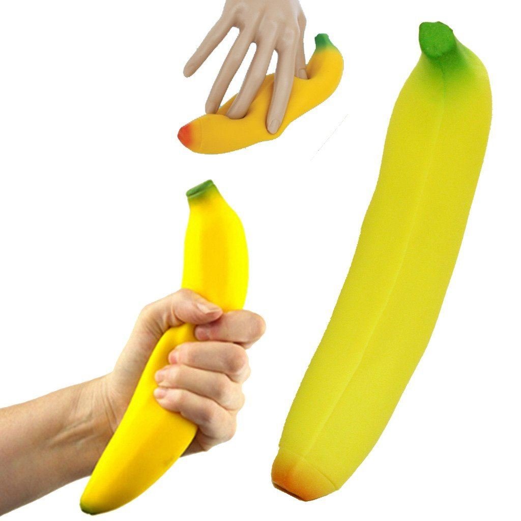 Tobar 30232 Squishy Banana Stress Toy - 1 Pack, Yellow - Fun Sensory Fidget Toy for Kids & Adults - Perfect for Anxiety Relief, Office Desk, and Classroom Focus