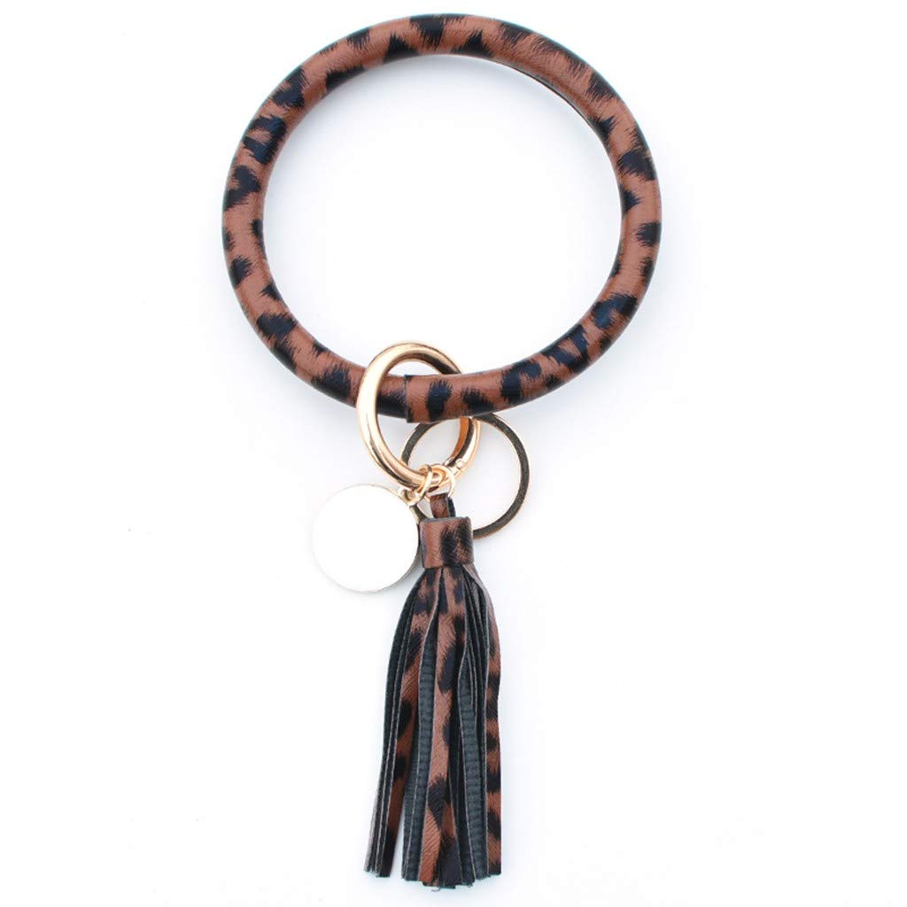 FarJing Leather Keychain Bracelet for Women - Stylish Wristlet & Keyring for Daily Use