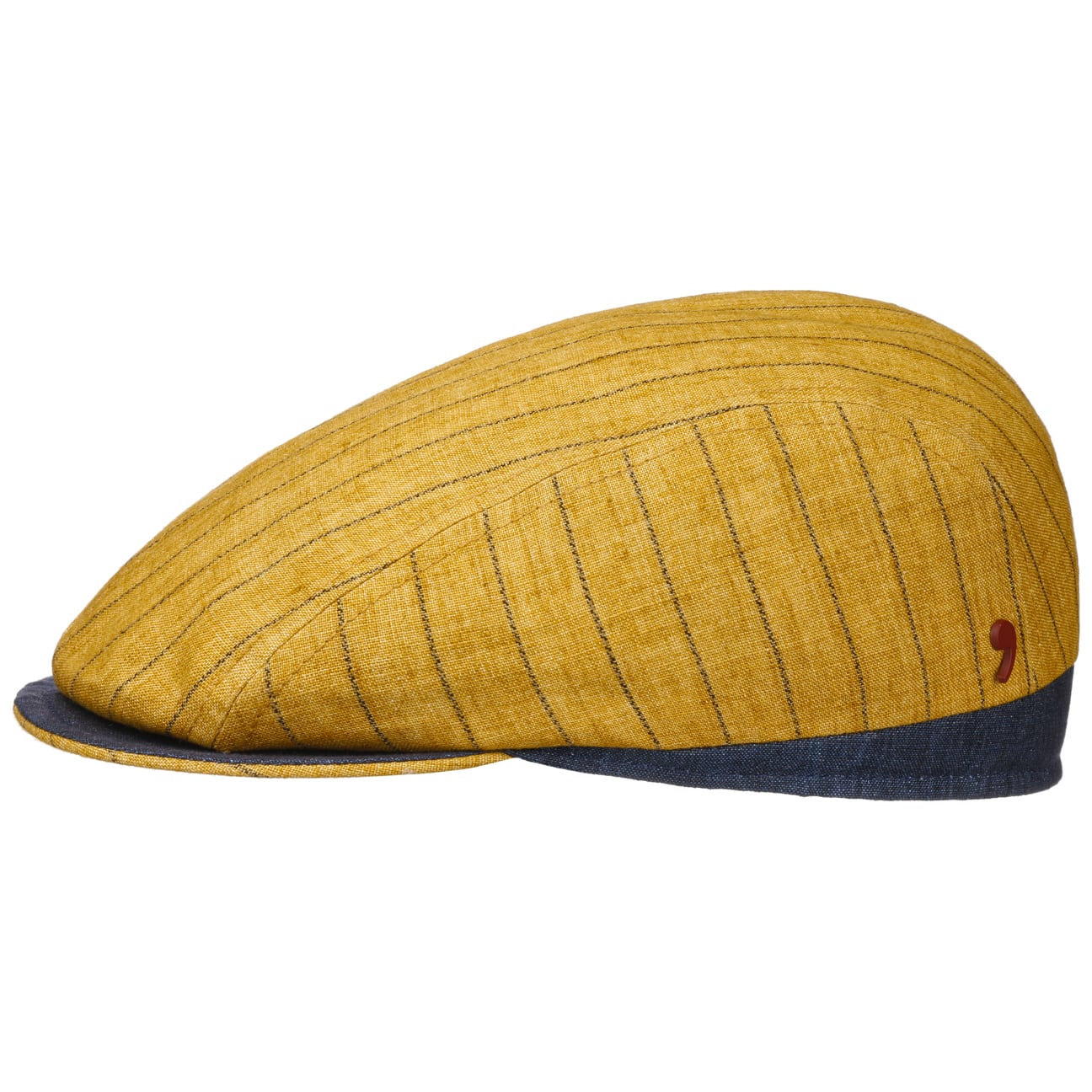 Alfonso D'Este Men's Linen Striped Flat Cap - Classic Summer Hat for Outdoor Activities, Travel & Casual Wear