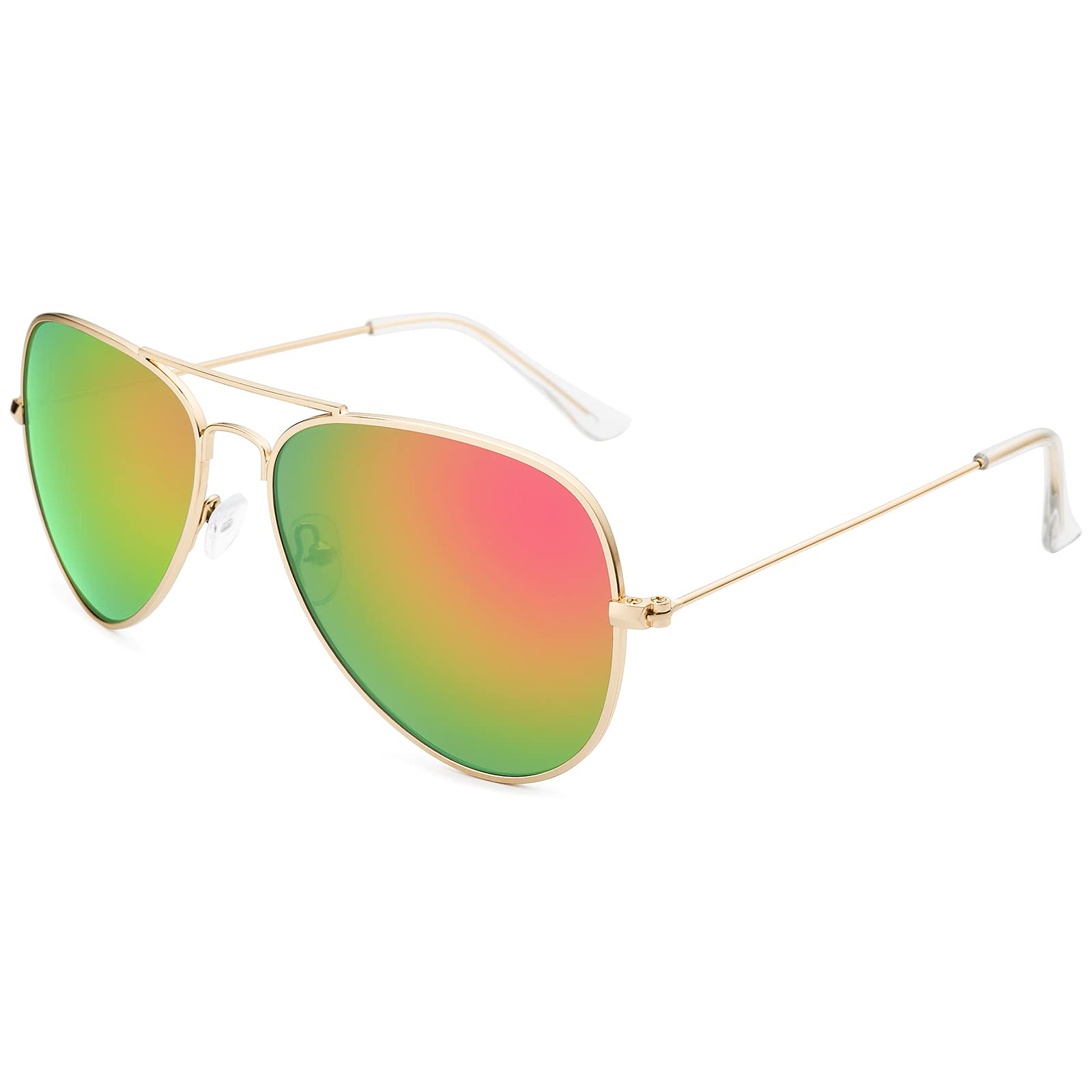 Polarized Aviator Sunglasses for Men & Women - UV 400 Protection Metal Mirror Lens - Perfect for Driving, Beach & Outdoor Activities