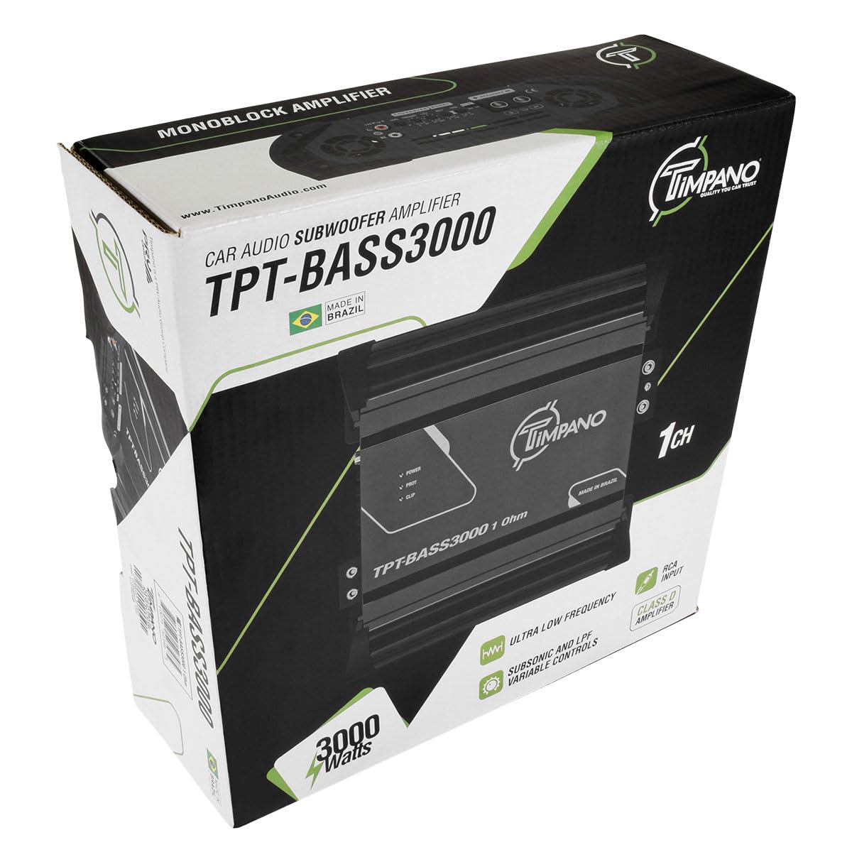 3000W Mono Subwoofer Car Amplifier - TPT-BASS3000 1 Ohm 12V Class D Monoblock Amp with Built-in Crossover, Bass Boost & Cooling Fans for Powerful Car Audio System - Perfect for Bass Lovers & Car Audio Upgrades