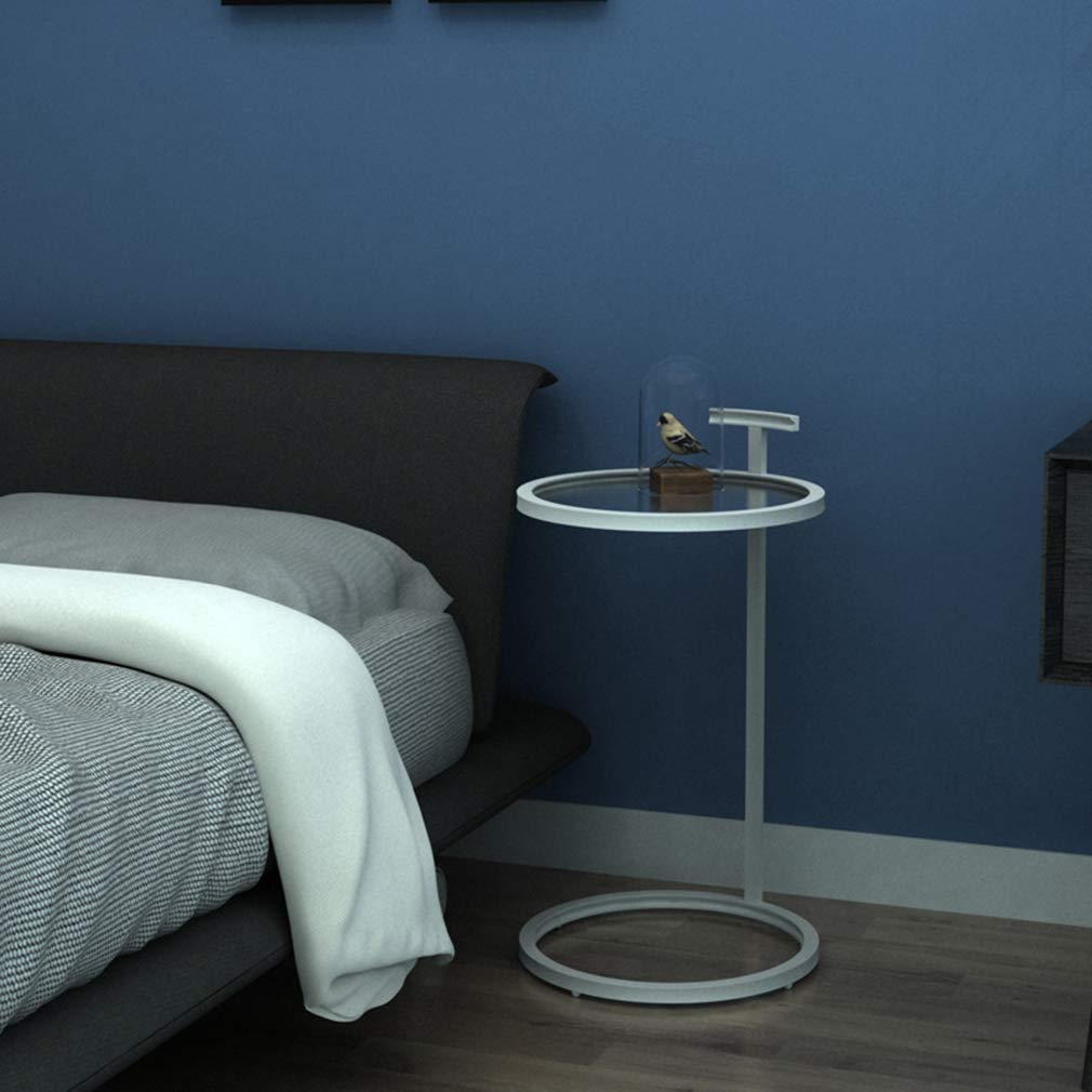 Iron Side Table with Stable Base - 70cm Height End Table, Easy to Move Rounded Corner Design for Living Room, Bedroom, Office - Perfect Sofa Table, Nightstand & Coffee Table Companion