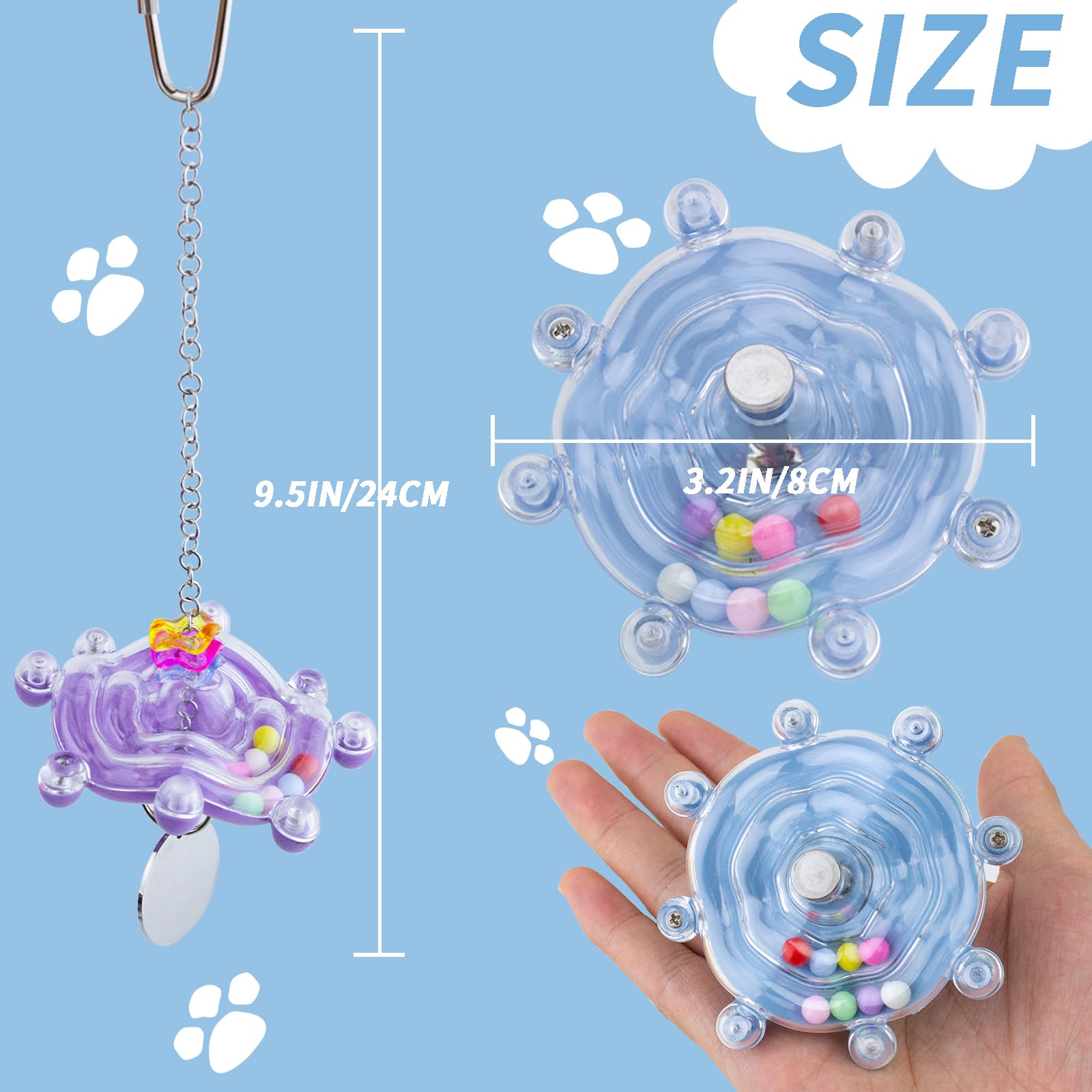 FlidRunest 2 Pack Colorful Spinning Hamster Exercise Wheels - Silent Rotating Cage Toy for Small Pets, Intelligence Training & Enrichment Activity - Perfect for Hamsters, Gerbils & Mice Cages