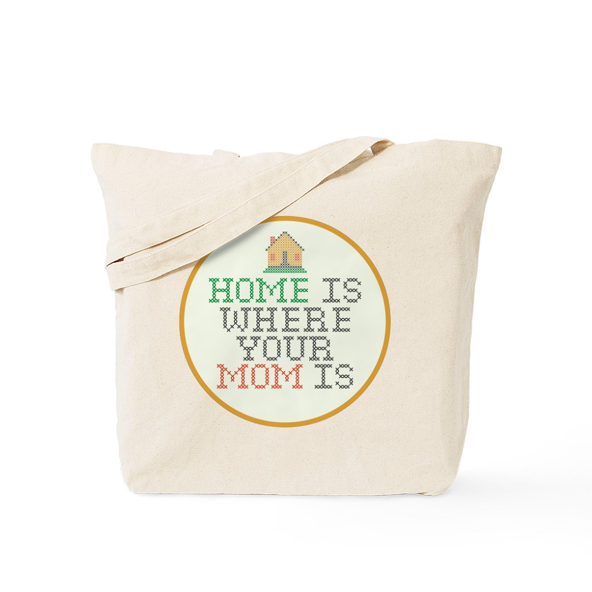 Home Is Where Your Mom Is Tote Bag - Natural Canvas Reusable Grocery Shopping Bag - Eco-Friendly Mother's Day Gift for Women - Perfect for Groceries, Beach Trips & Daily Use