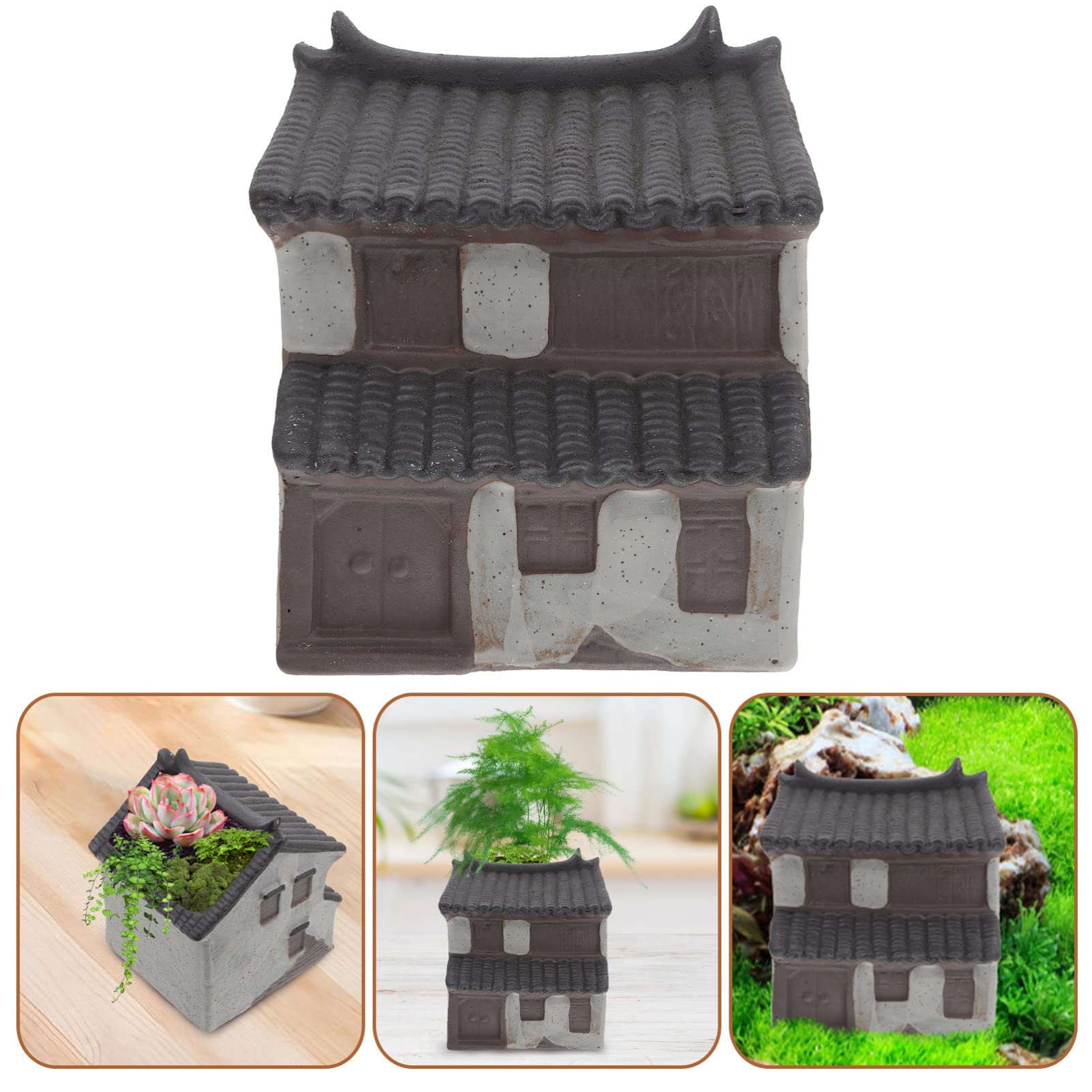 Creative Ceramic House-Shaped Flower Pot - Decorative Planter for Bonsai, Succulents & Indoor Plants | Perfect for Home Gardening, Office Decor & Gift Ideas