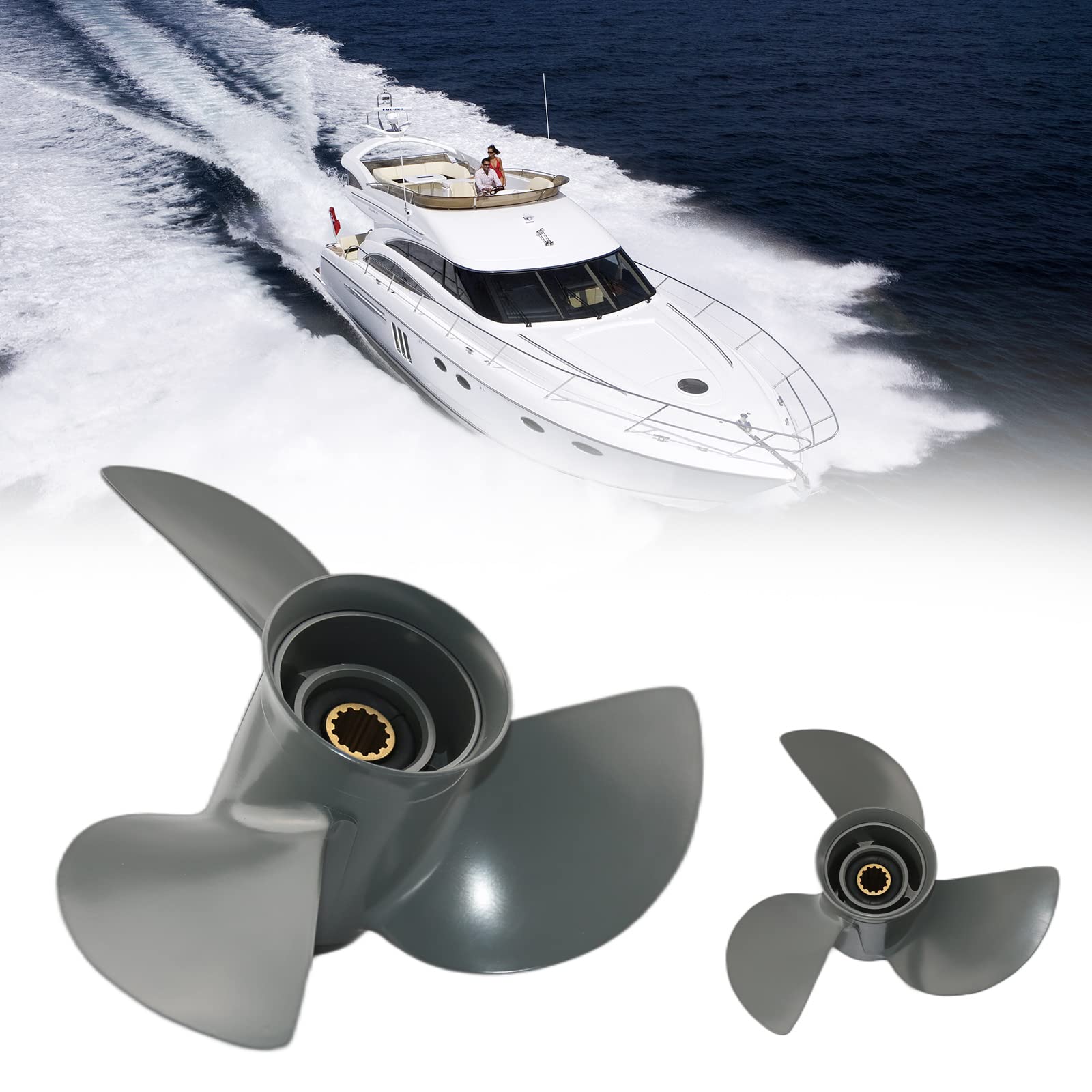 Jetman 3-Blade Aluminum Outboard Propeller for Honda 35HP-60HP Engines (13 Spline RH) - Durable Boat Accessories for Fishing, Cruising & Watersports
