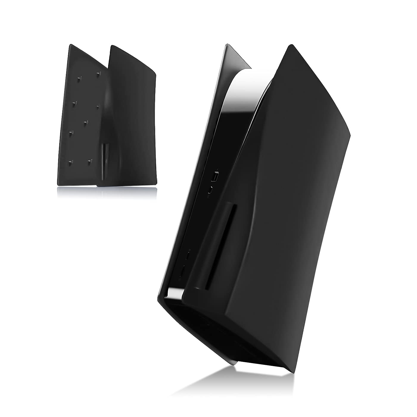 PS5 Disc Edition Face Plates - Durable Shock Resistant Replacement Shell Cover (Black) | Perfect for Gaming Setups & Custom Console Modifications
