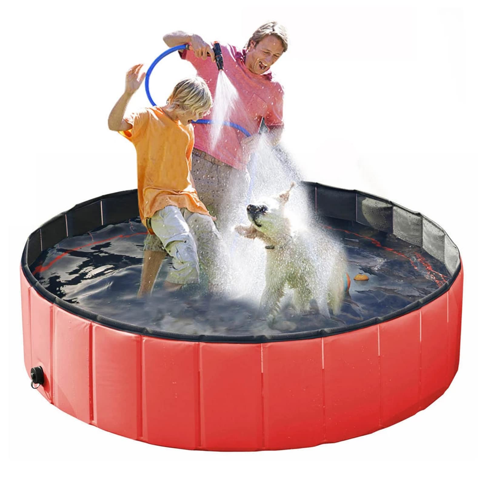 Foldable Dog Swimming Pool - Portable PVC Pet Bathing Tub for Dogs & Cats, Non-Slip Puppy Pool for Indoor & Outdoor Use - Great for Backyard Play, Summer Cooling, and Pet Bath Time