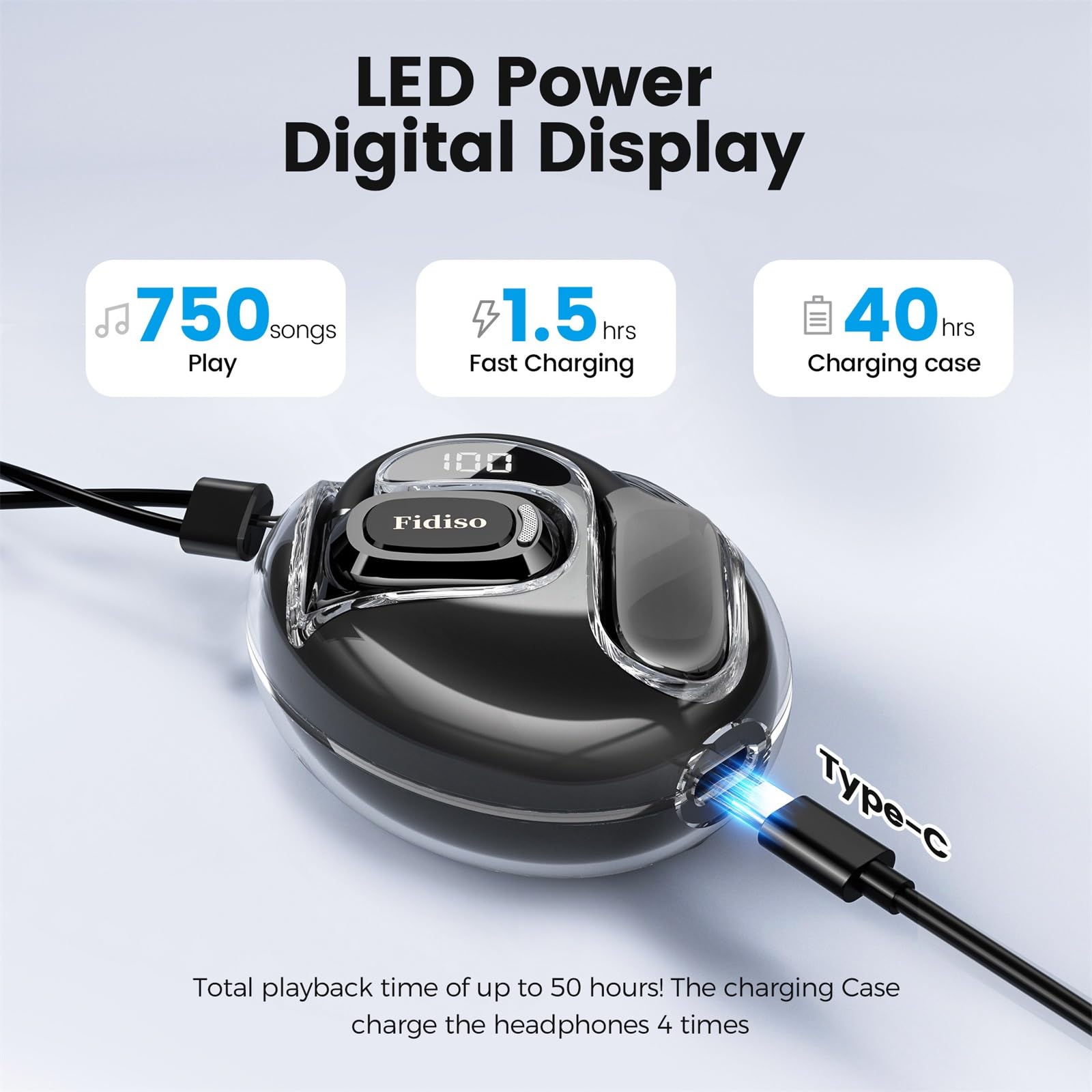 Wireless Bluetooth Earbuds with LED Display - 40H Playtime, Comfort Fit for Sports & Workouts