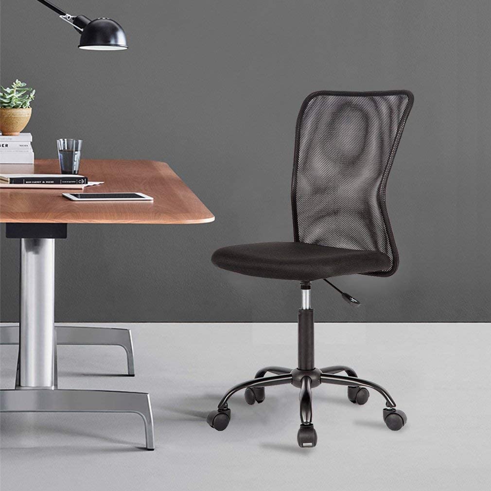 Ergonomic Office Chair with Adjustable Height, Lumbar Support & Armrests - Mid Back Mesh Computer Desk Chair for Home & Executive Use - Black - Ideal for Long Hours of Work, Gaming & Study