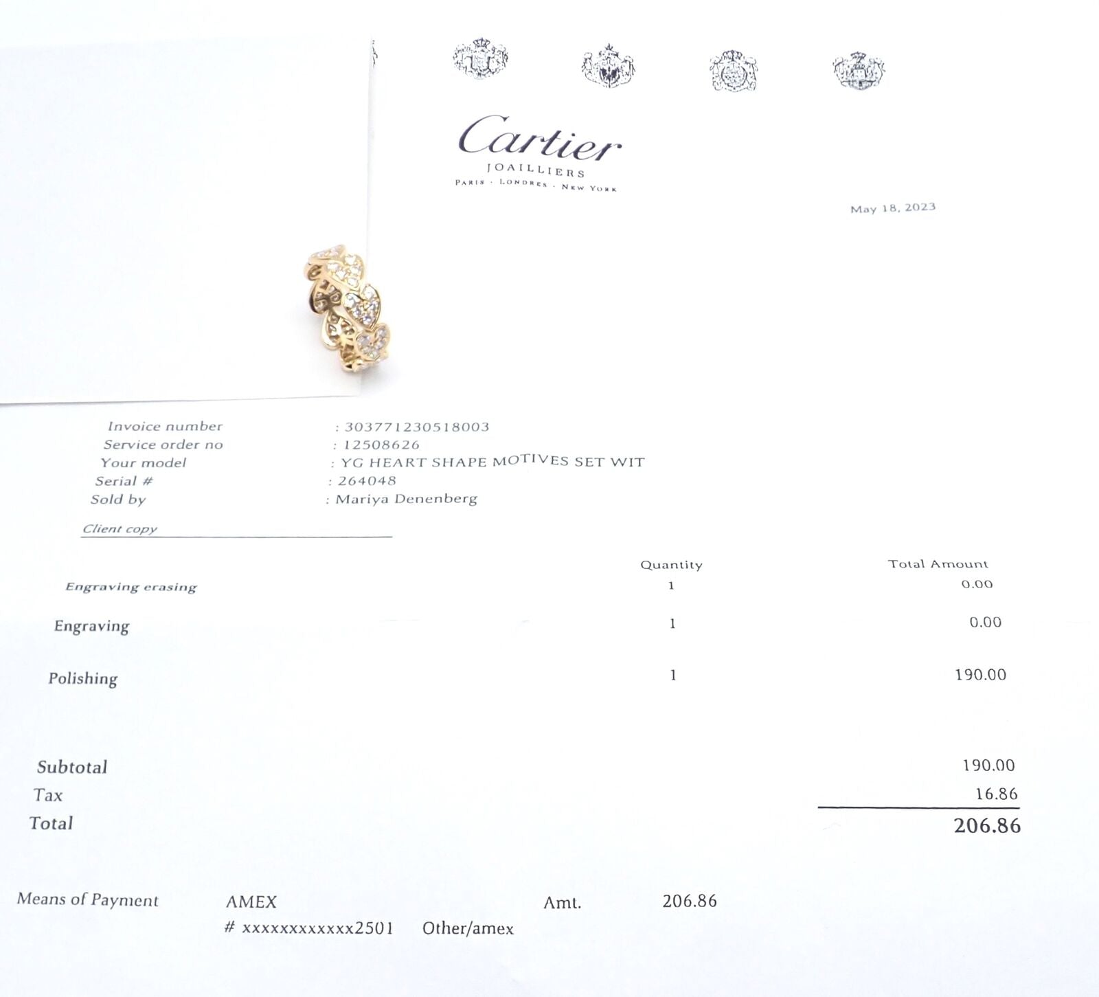 Authentic Cartier 18K Yellow Gold Diamond Heart Eternity Band Ring Size 7.25 - Luxury Jewelry Gift for Anniversary, Valentine's Day & Special Occasions