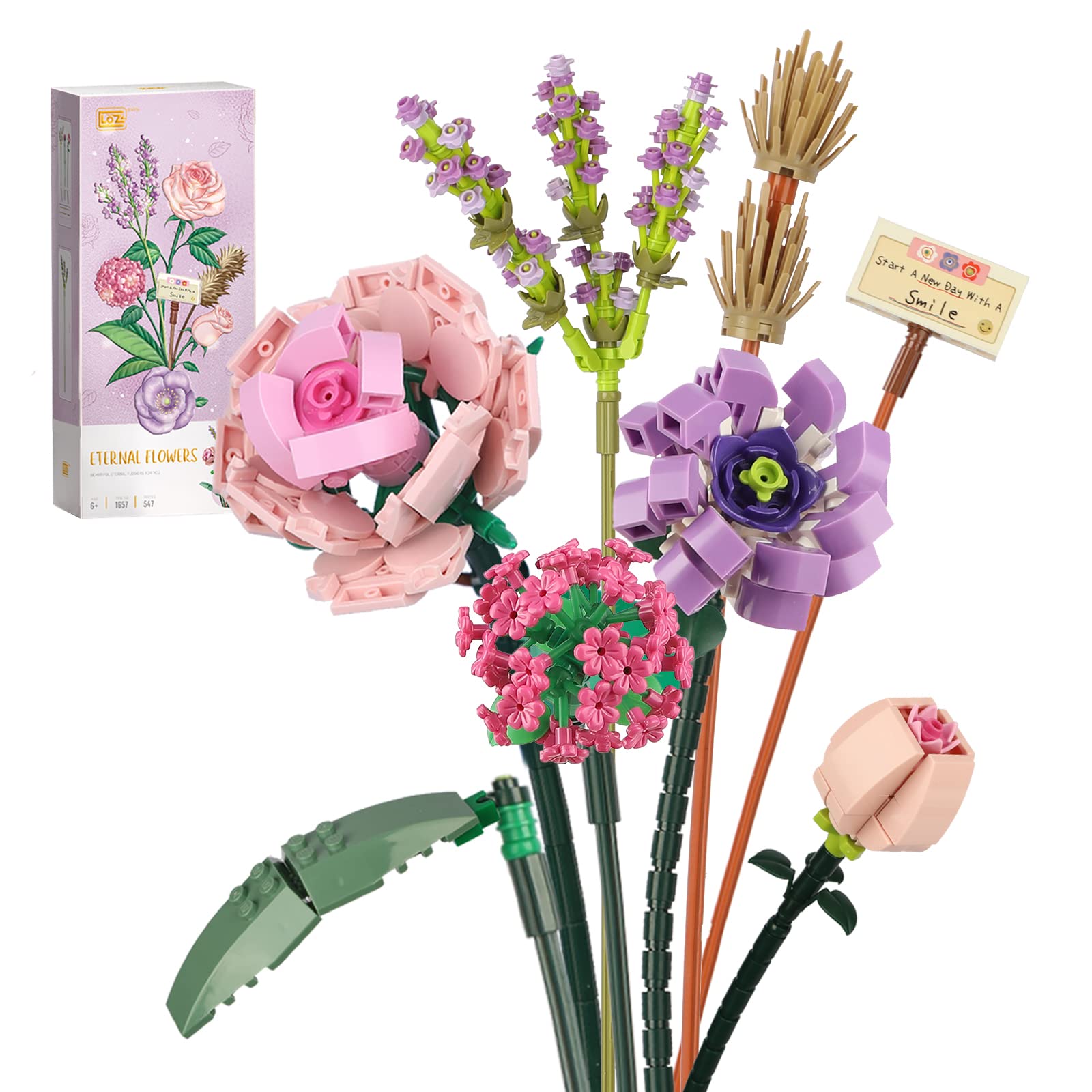 QLT Mini Bricks Flower Bouquet Building Set - 547 Piece Botanical Collection for Kids Ages 8-12 | DIY Artificial Flowers for Home Decor, Birthday Gifts | Creative STEM Toy for Girls & Boys | Perfect for Room Decor, Party Favors & Educational Play