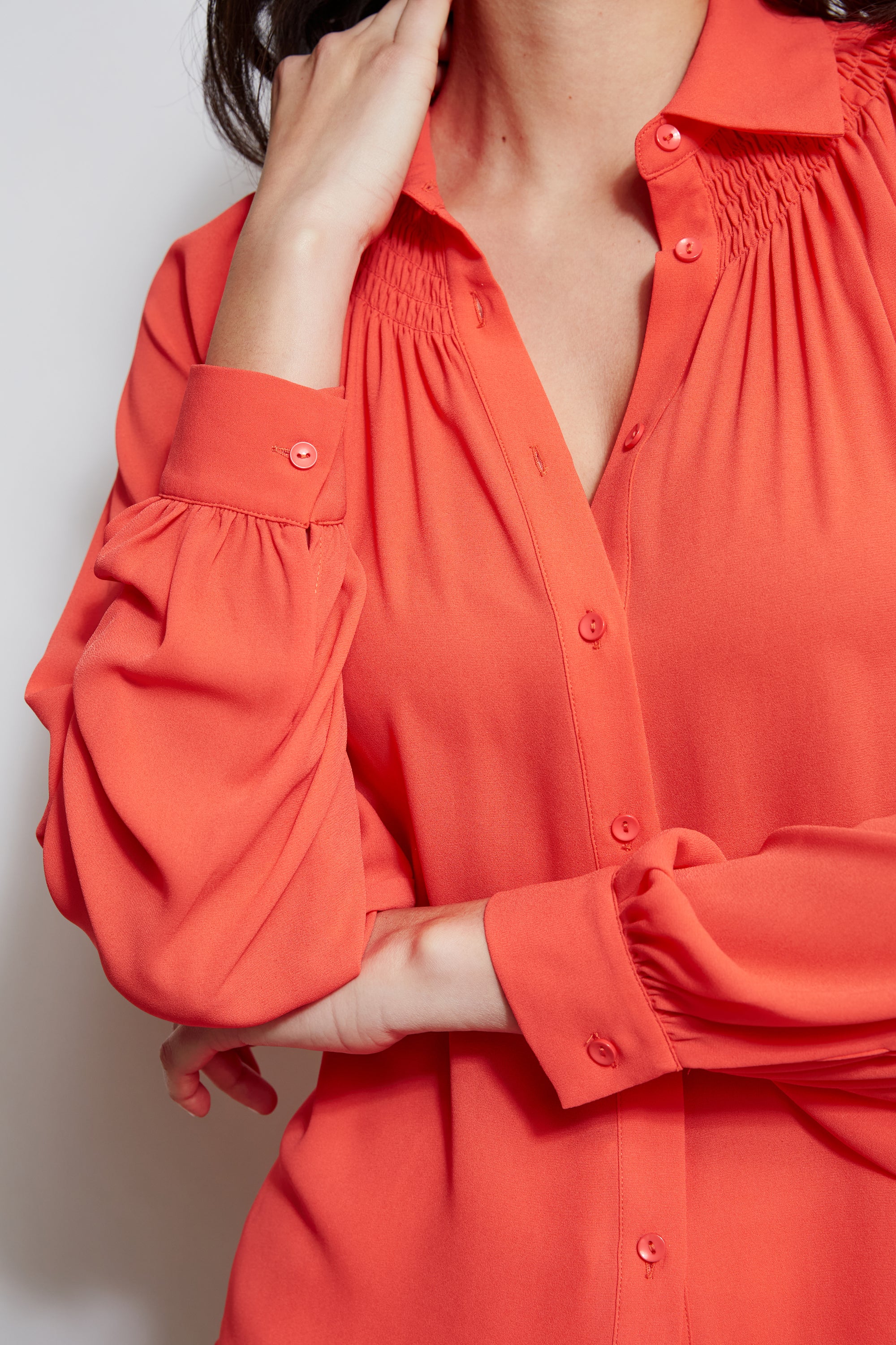 Tahari Women's Long Sleeve Smocked Button Down Shirt - Elegant Blouse for Work, Office & Casual Wear | Perfect for Business Attire, Date Night & Everyday Outfits