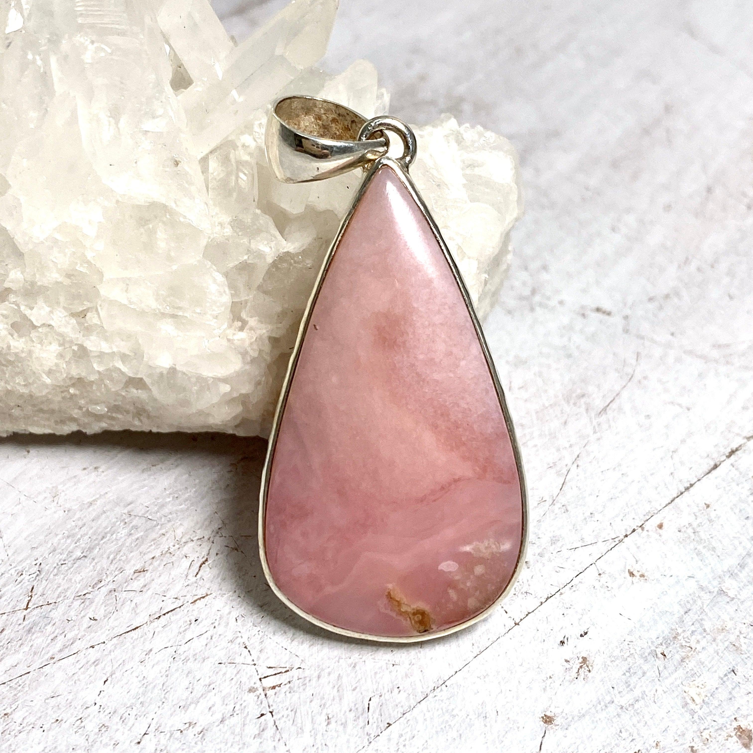 Natural Pink Opal Teardrop Pendant Necklace KPGJ3278 - Elegant Jewelry for Women, Perfect for Gifts, Parties & Special Occasions