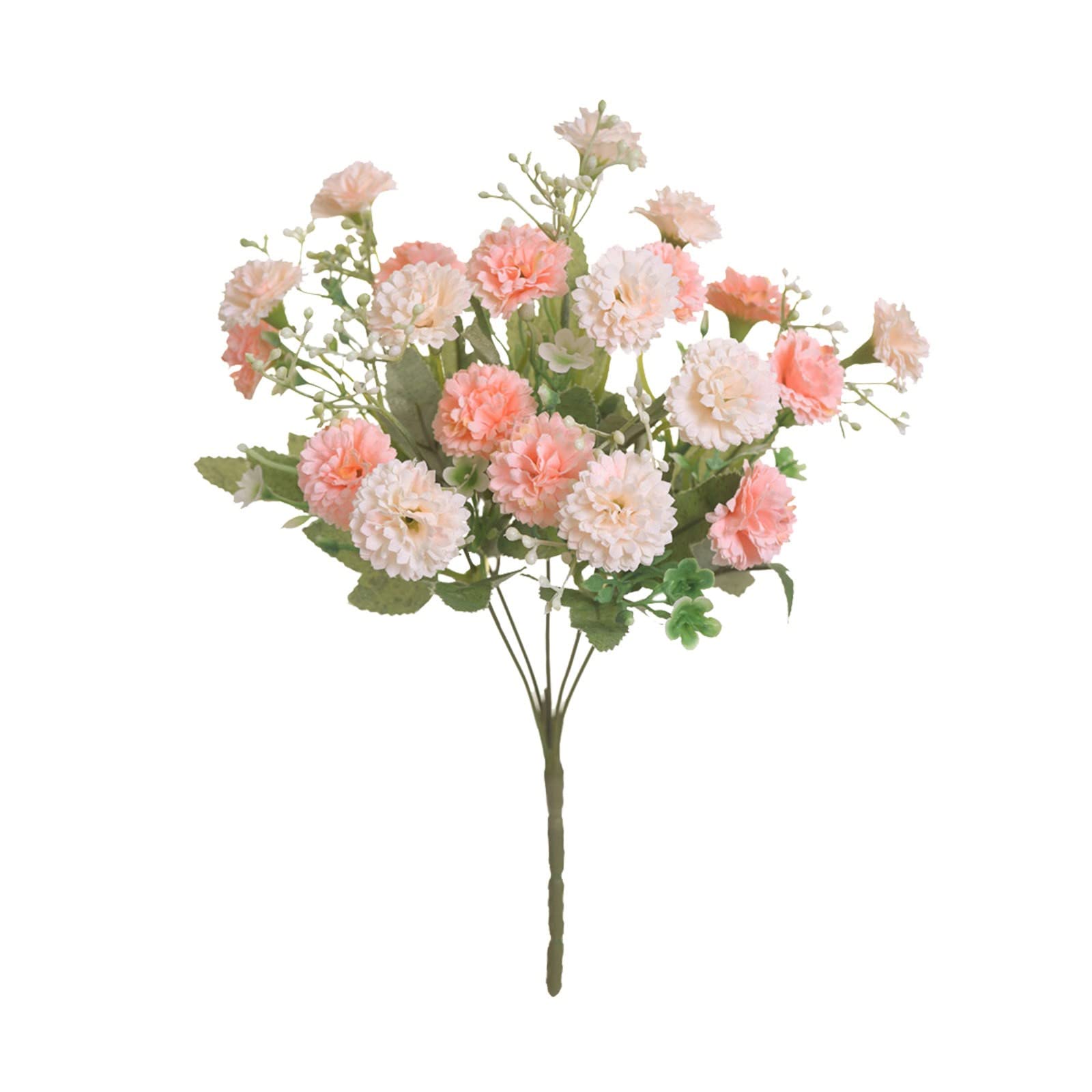 Artificial Silk Rose Bouquet - Realistic Fake Floral Arrangement for Wedding, Home Decor, Winter Cemetery & Special Events - Hand-Tied Pink/Red Roses (One Size)