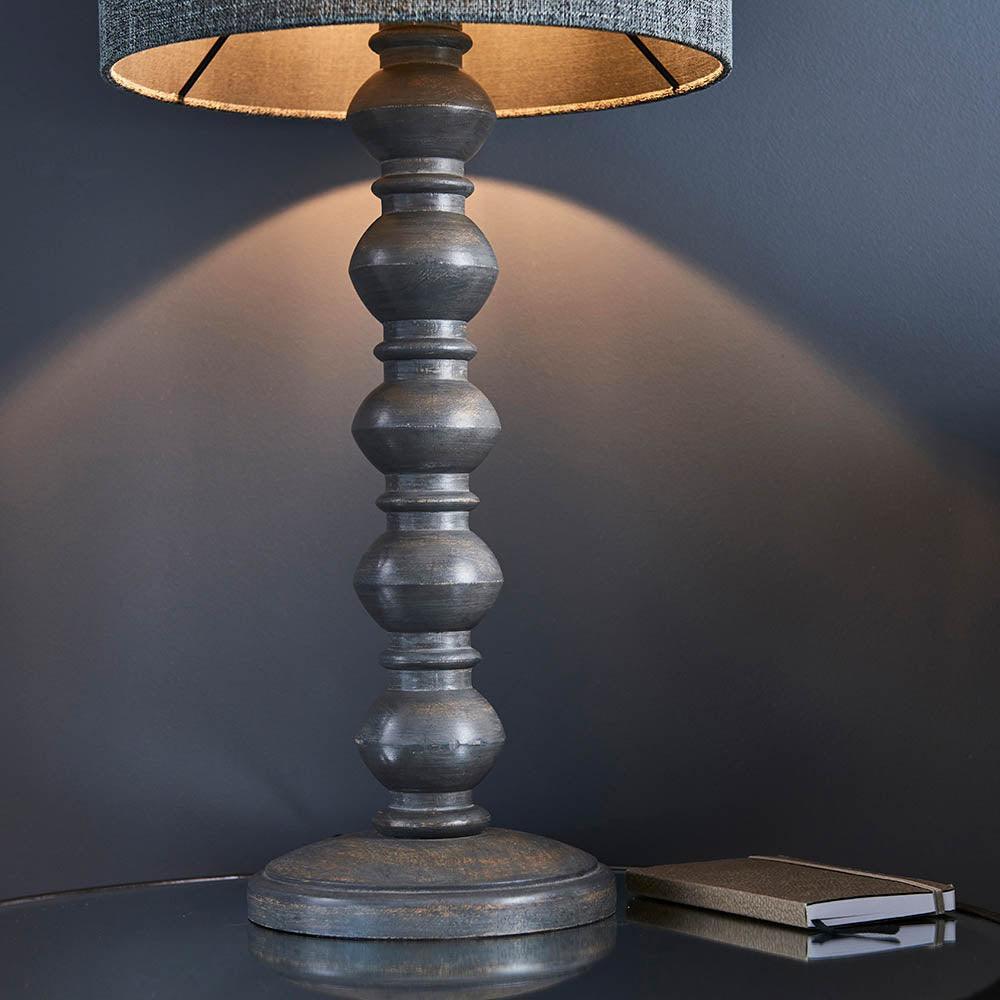Endon Joss 1-Light Solid Wood Table Lamp - Modern Bedside Nightstand Lighting for Bedroom, Living Room & Office