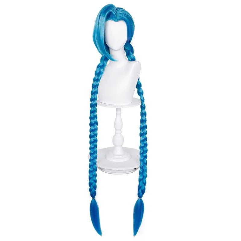 LOL Arcane Jinx Cosplay Wig - Long Blue Braided Hair for Women & Girls | Perfect for Halloween, Cosplay, Costume Parties & Conventions