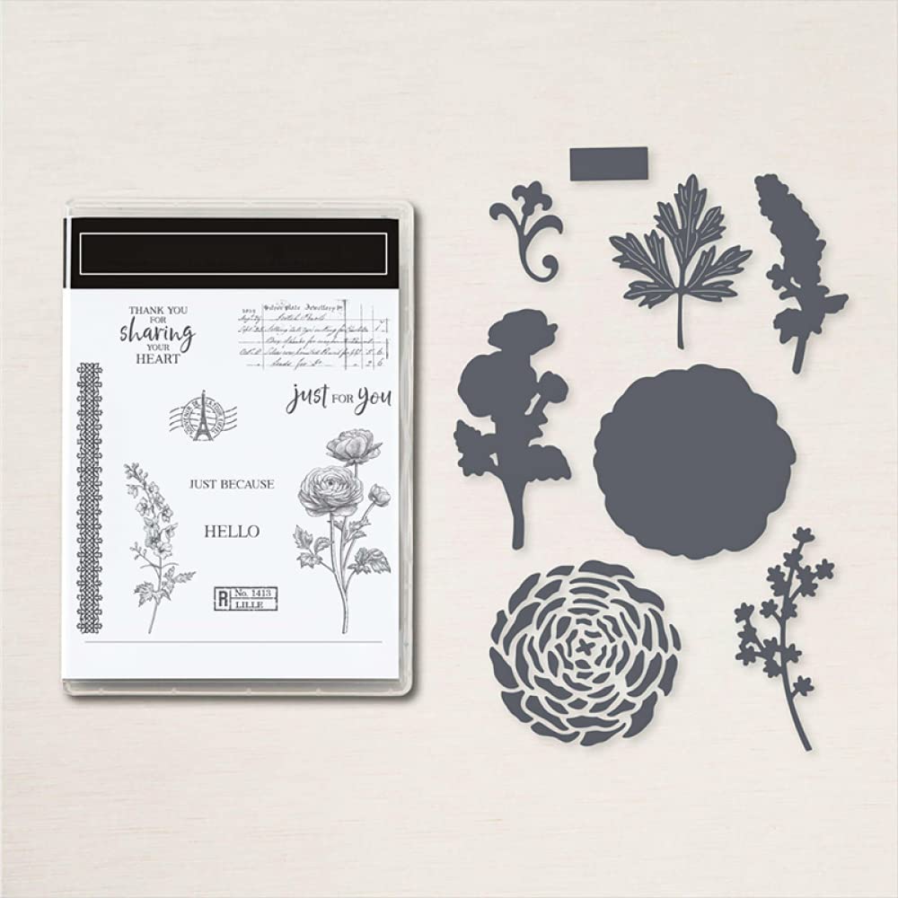 Flowers and Leaves Metal Cutting Dies & Stamps Set for DIY Card Making, Scrapbooking, Thank You Cards - Transparent Silicone Seal Stamps for Paper Crafting Arts Supplies - Perfect for Handmade Greeting Cards, Wedding Invitations, and Home Decor Projects
