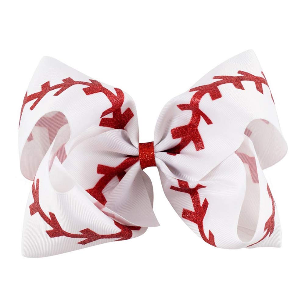 White Softball Hair Clips Bow - Cute Hair Accessories for Girls & Women - Perfect for Sports, School, Parties & Everyday Wear