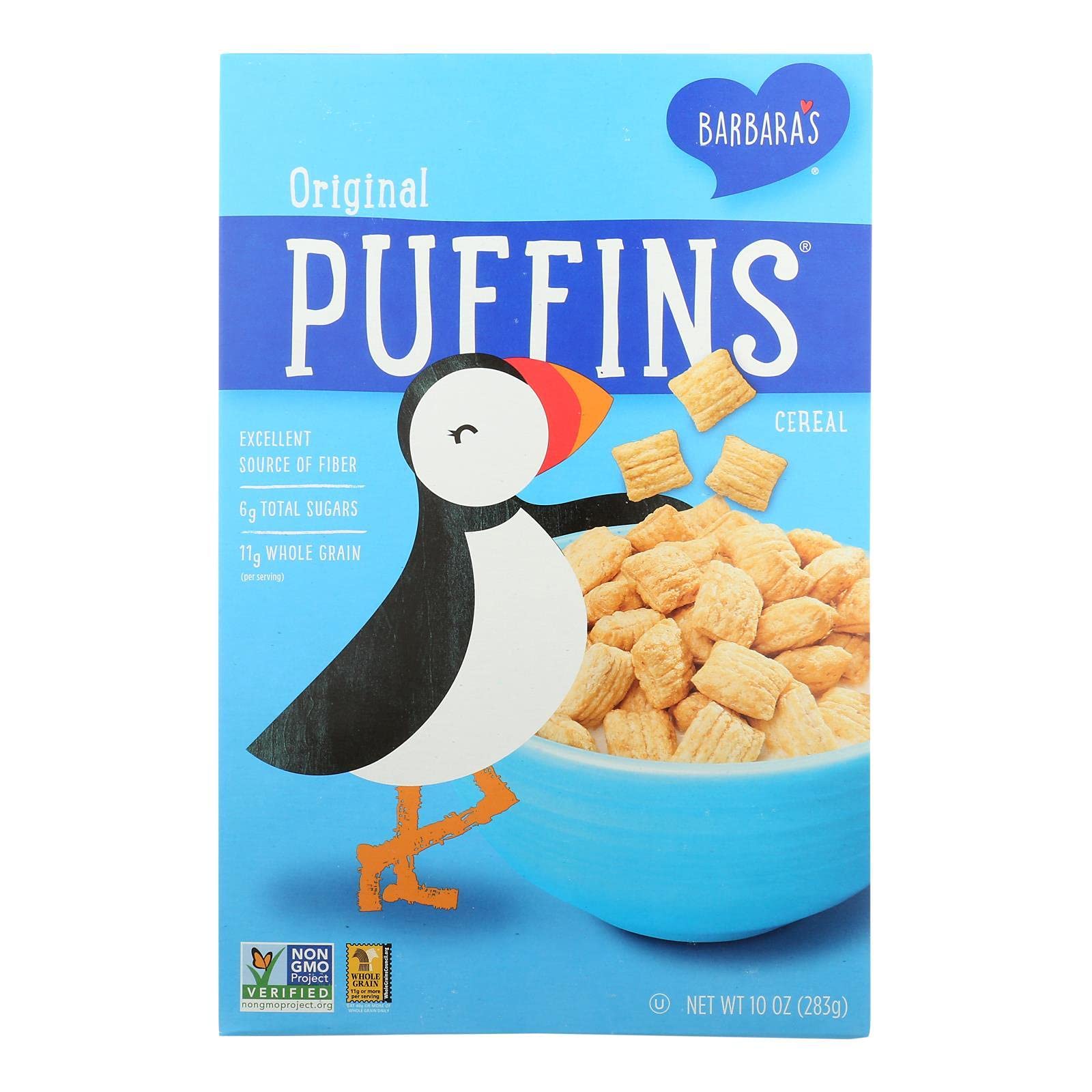 Barbara's Bakery Crunchy Corn Puffins - Gluten-Free Snacks, 12oz (Pack of 12) | Healthy Breakfast Cereal & On-The-Go Snack for Kids & Adults