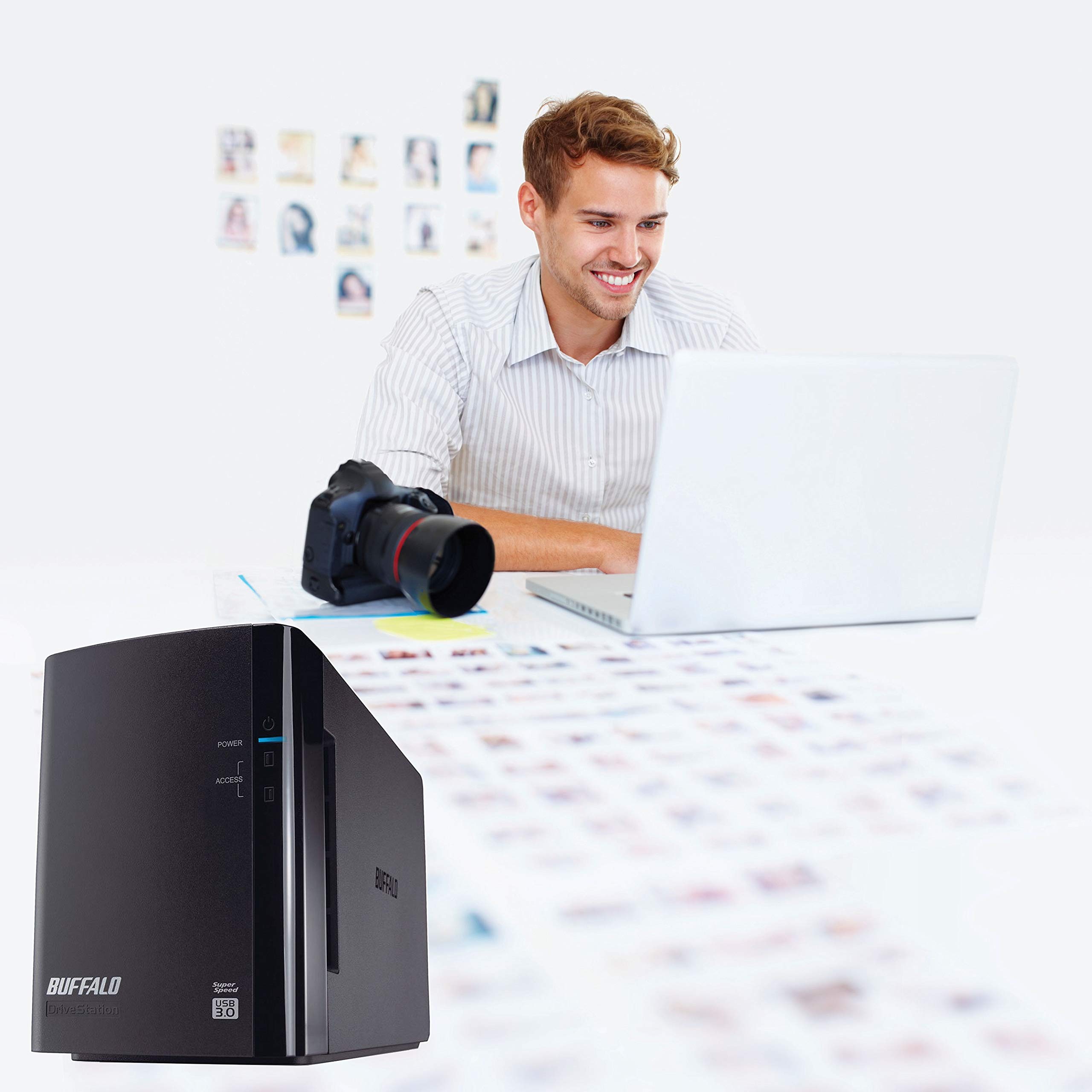 BUFFALO DriveStation Duo 2-Bay 8TB (2x4TB) TAA Compliant Desktop External Hard Drive USB 3.2 - High Speed Backup for Home Office, Gaming & Media Storage
