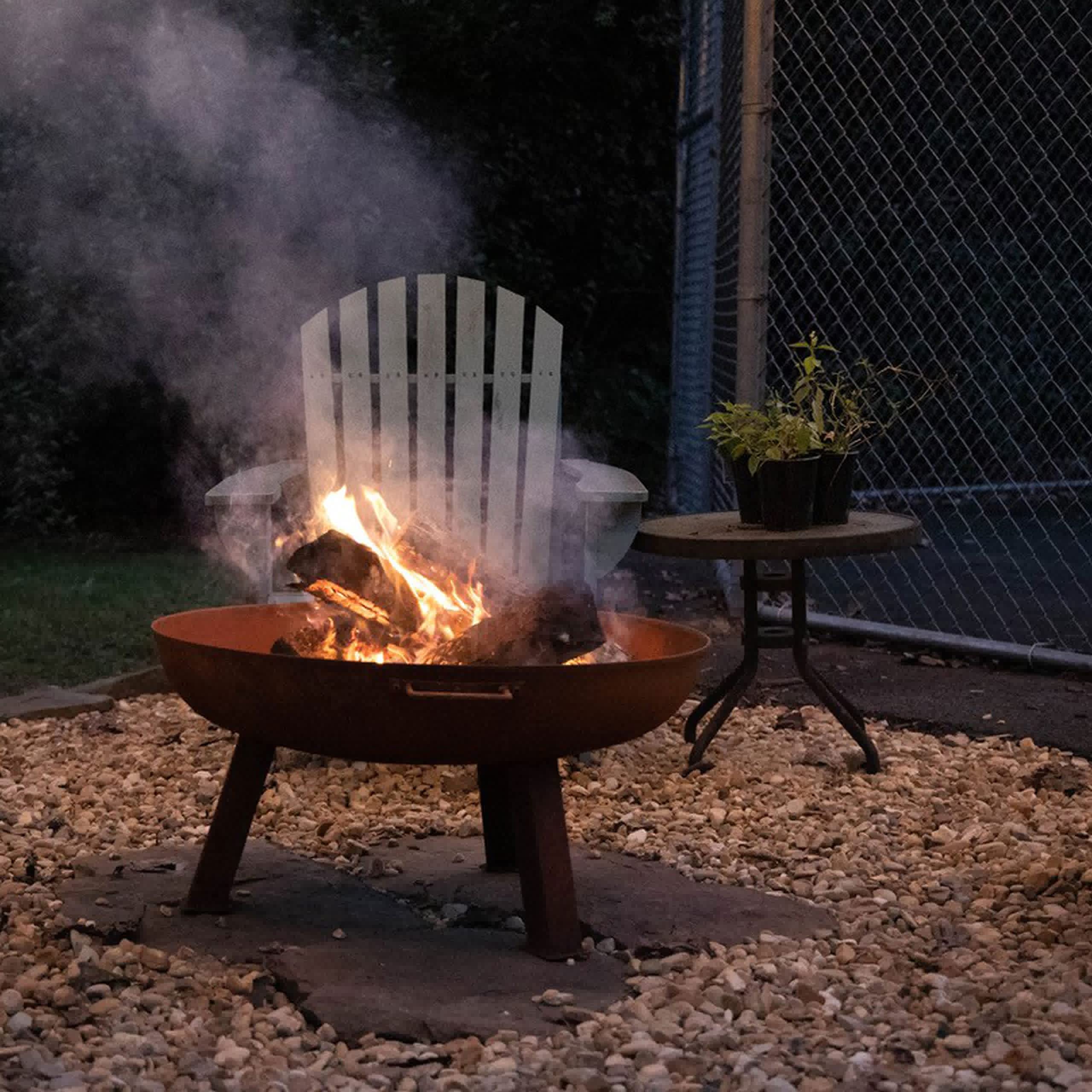 24-Inch Heavy-Duty Cast Iron Wood-Burning Fire Pit for Outdoor Use - Rustic Oxidized Finish with Convenient Handles - Perfect for Backyard Gatherings, Camping Trips and Patio Decor