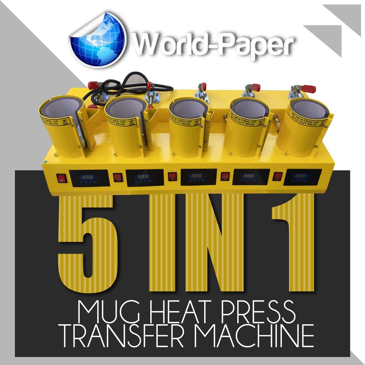 5-in-1 Heavy Duty Heat Press Transfer Machine for Mugs - Perfect for T-Shirts, Hats, Plates & DIY Customization Projects