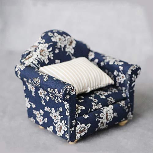 1:12 Scale Wooden Dollhouse Miniature Sofa Armchair with Pillow - Kids Play Toy, Dollhouse Furniture Decor for Girls & Boys - Perfect for Pretend Play, Room Decor & Collectibles