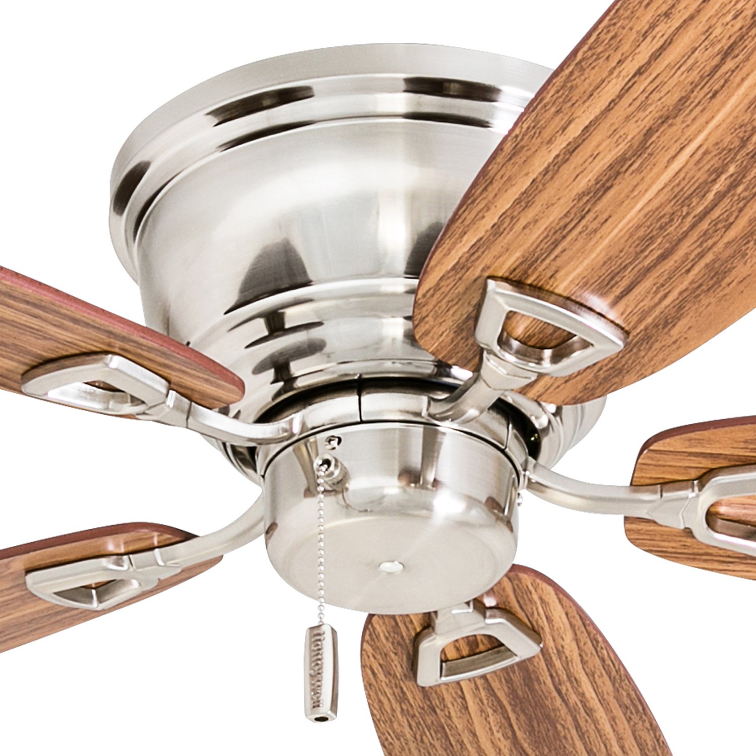 Honeywell 52 Inch Glen Alden Indoor Ceiling Fan - Brushed Nickel Finish, Flush Mount, No Light, Pull Chain Control, Reversible Motor, Quick-2-Hang Installation - Perfect for Living Room, Bedroom, or Office (Model 50515-01)