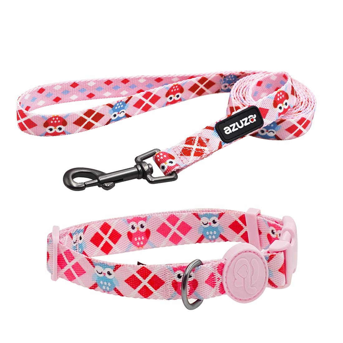**Azusa Adjustable Dog Collar & Leash Set for Extra Small Dogs - Cute Owl Design, Soft & Comfortable Pet Accessories - Perfect for Walking, Training & Outdoor Adventures**