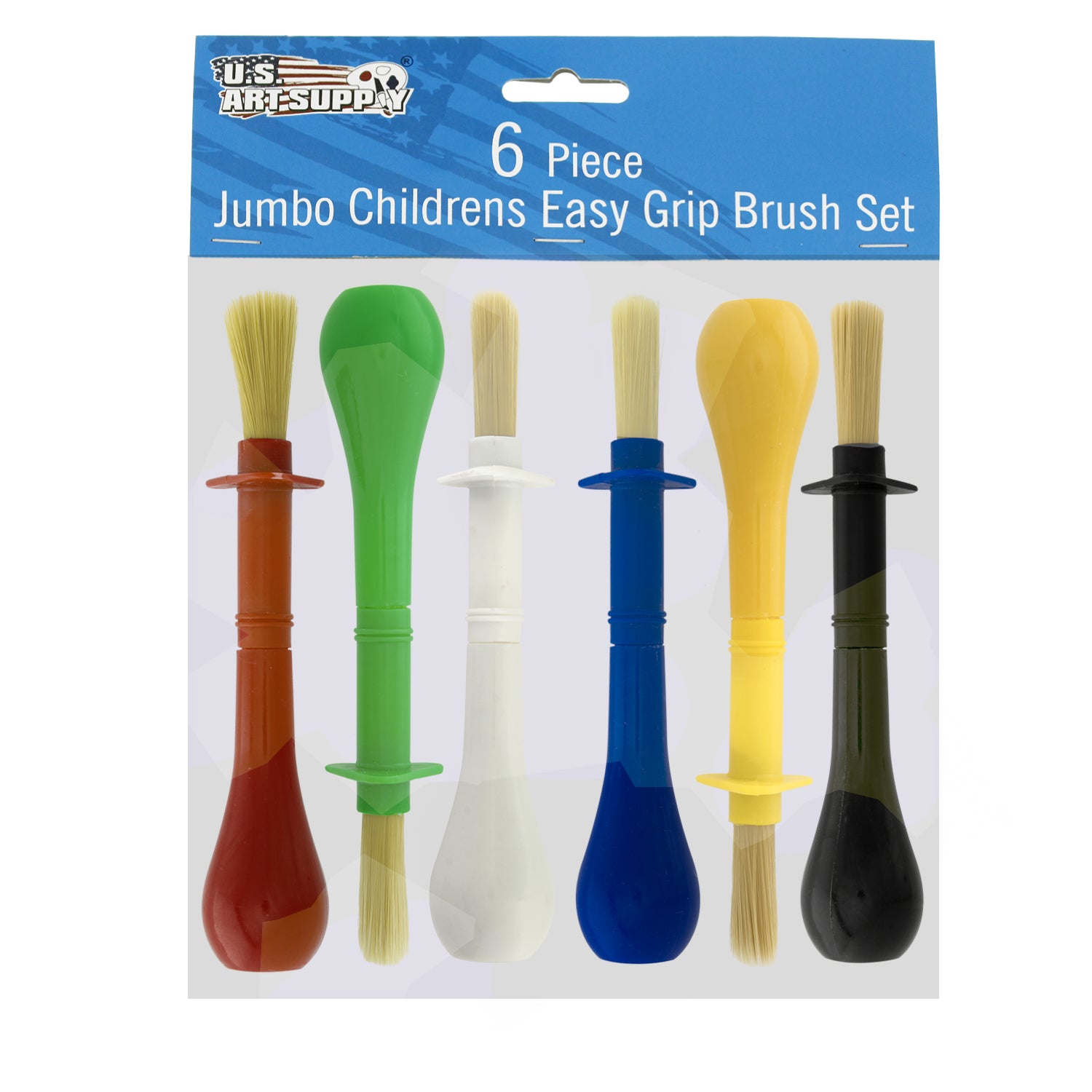 6-Piece Jumbo Tempera Paint Brushes Set - Plastic Handle Round Art Brushes with Stubby Grip - Perfect for Classroom, Crafts, Acrylic & Tempera Painting - Ideal for Beginners, Students & DIY Art Projects - Great for Canvas, Paper, Wood & Fabric Painting