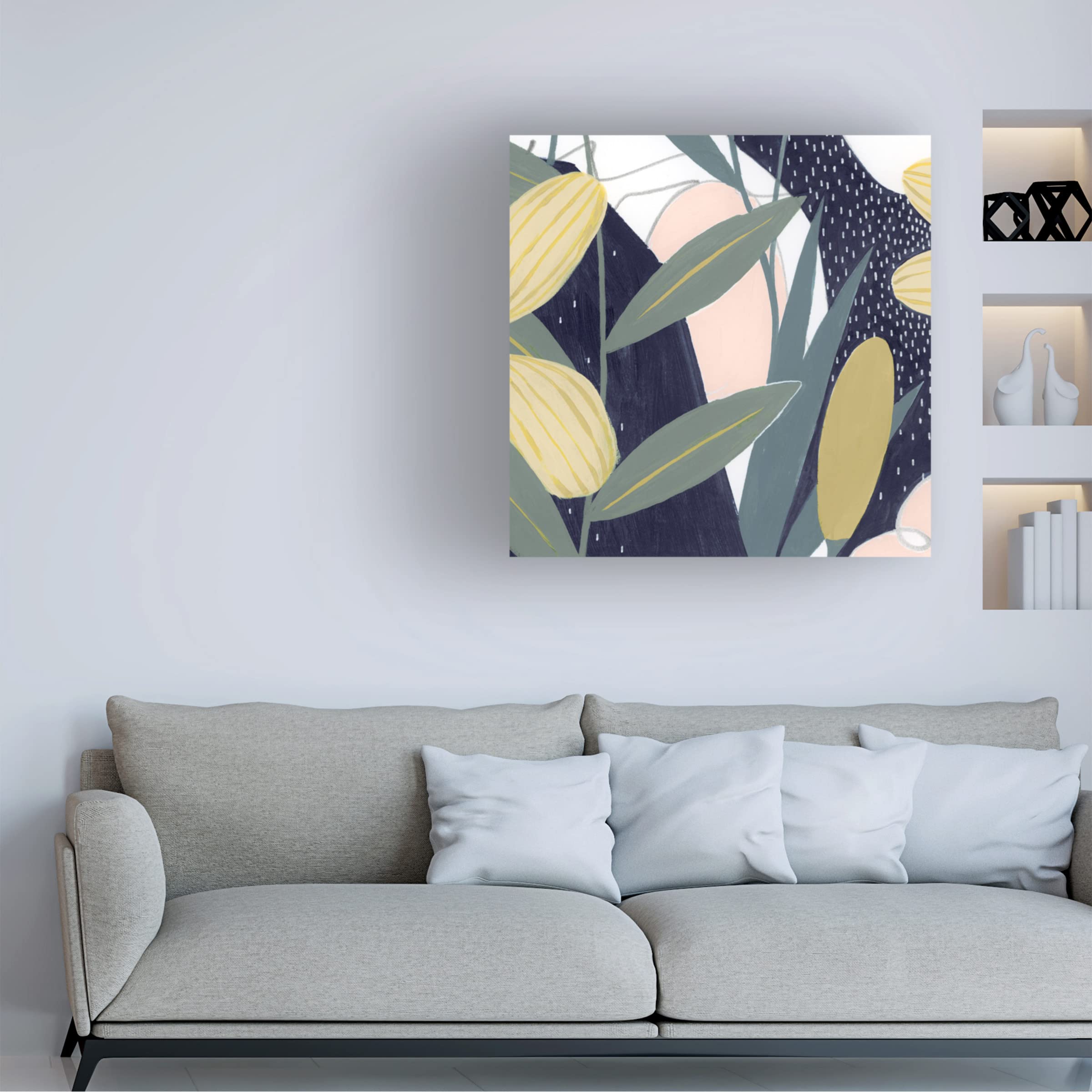 Grace Popp 'Flores Noche VI' Floral Canvas Wall Art Print - Modern Home Decor for Living Room, Bedroom & Office