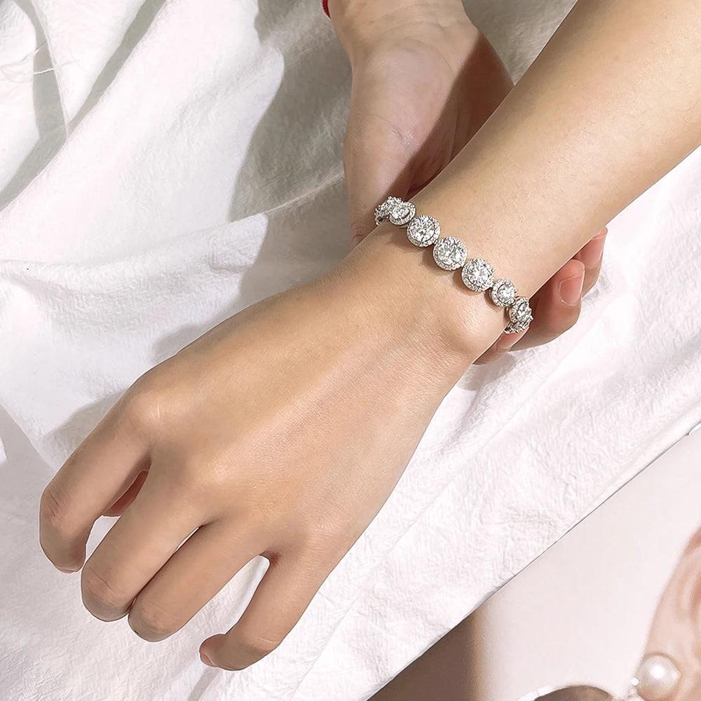 Serenity Moissanite Bracelet for Women - GRA Certified, 925 Sterling Silver, 18K Gold Plated Elegant Jewelry for Wedding, Anniversary & Special Occasion Gifts
