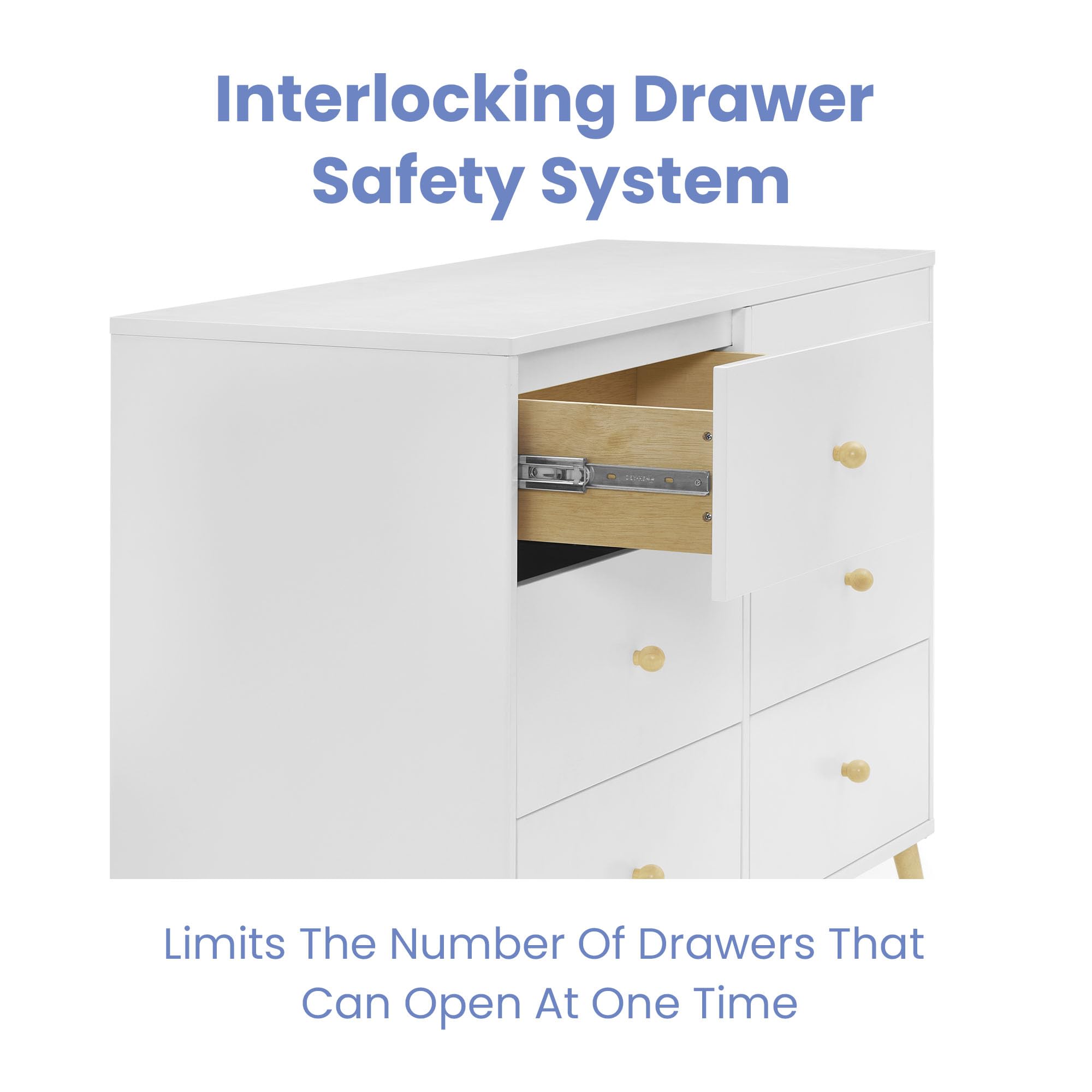 Delta Children Essex 6-Drawer Dresser in Bianca White/Natural - Perfect for Nursery, Bedroom & Kids Room Organization