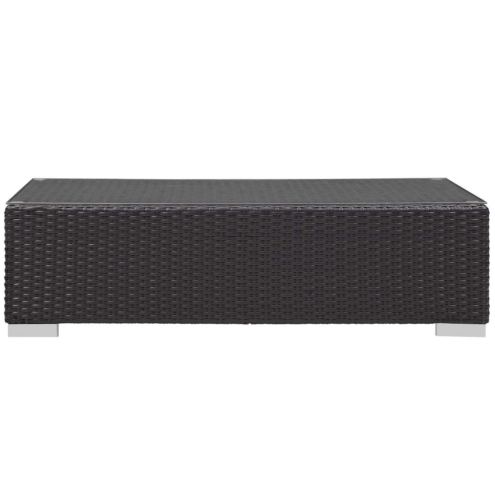 Modway Convene Wicker Rattan Outdoor Coffee Table - Espresso Brown Patio Furniture for Garden, Poolside & Backyard Decor
