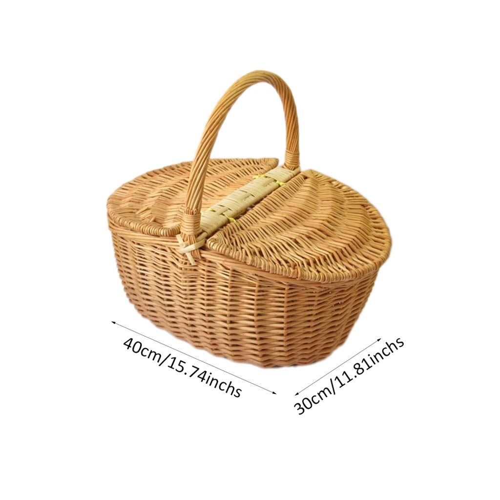 Large Capacity Wicker Picnic Basket for 2 - Insulated Cooler with Handles, Portable Covered Storage for Outdoor Picnics, Beach Trips & Romantic Dates - Perfect Gift for Couples, Boys & Girls