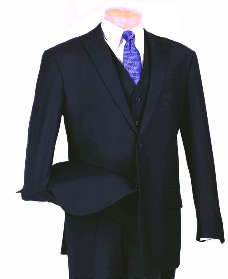 Classic Fit 3-Piece Vested Suit for Men - Navy Blue | Formal Business Attire, Wedding Suits & Professional Office Wear
