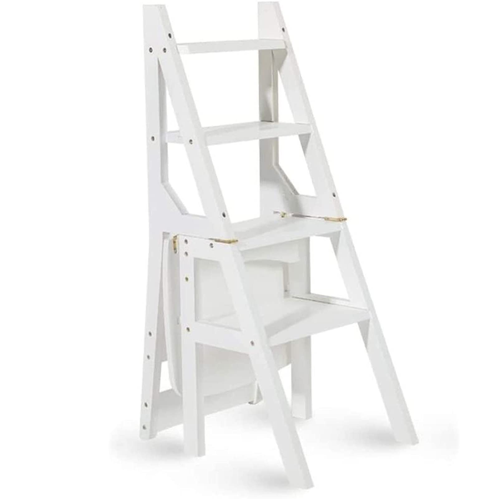 NEVKA Convertible Wooden Step Stool Ladder - Multifunctional Folding Stool for Kitchen, Office, Library | Space-Saving, Non-Slip Steps for Home Organization & Storage