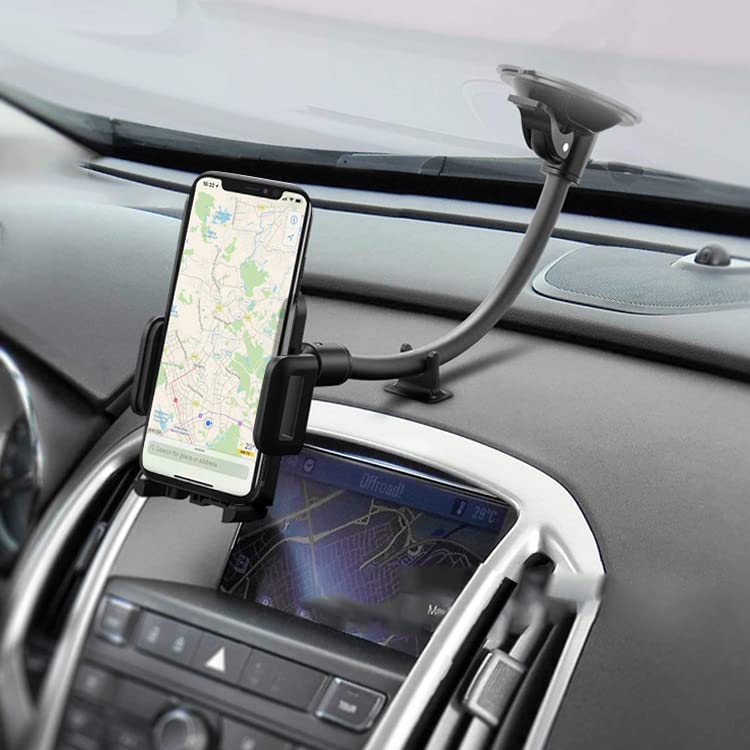 Universal Car Phone Mount Holder - Strong Suction Cup Windshield Dashboard Phone Stand for iPhone & Android - Anti-Shake Stabilizer for Safe Driving - Perfect for GPS Navigation, Rideshare & Road Trips