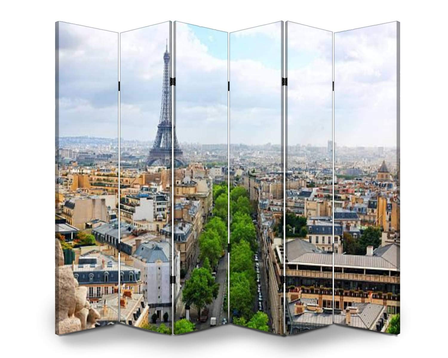 6-Panel Folding Room Divider Screen - Paris France View from Arc de Triomphe | Freestanding Privacy Partition for Indoor/Outdoor Use | Perfect for Home Office, Bedroom Separation & Event Decor