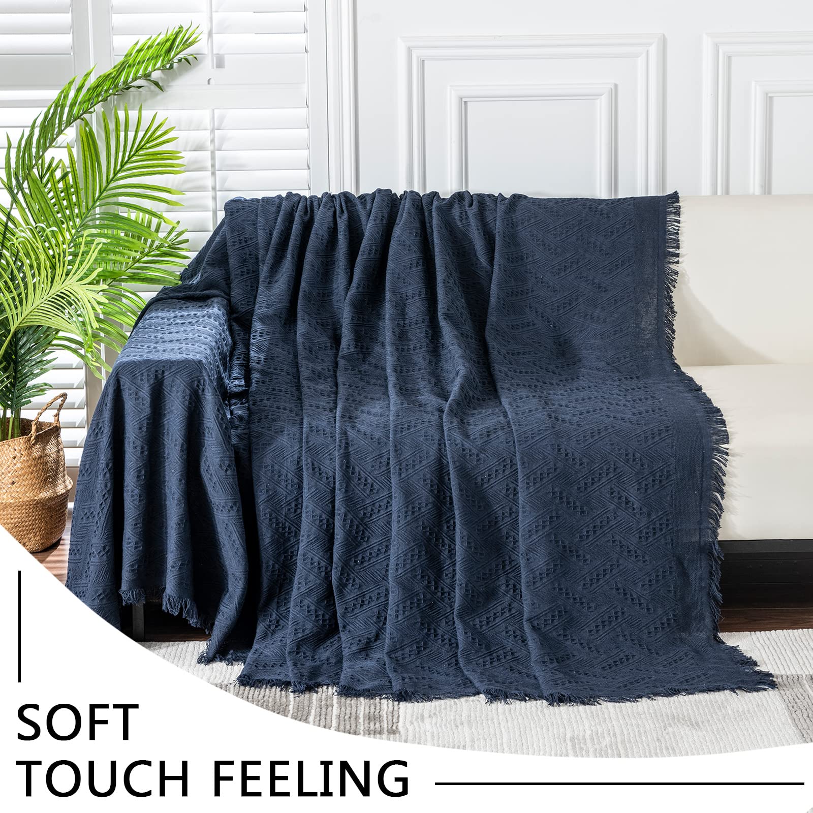 MEETSKY Navy Blue Stretchable Sofa Cover for Sectional, Reclining Loveseat, Chair & Futon - Soft, Durable & Decorative Living Room Furniture Protector (71